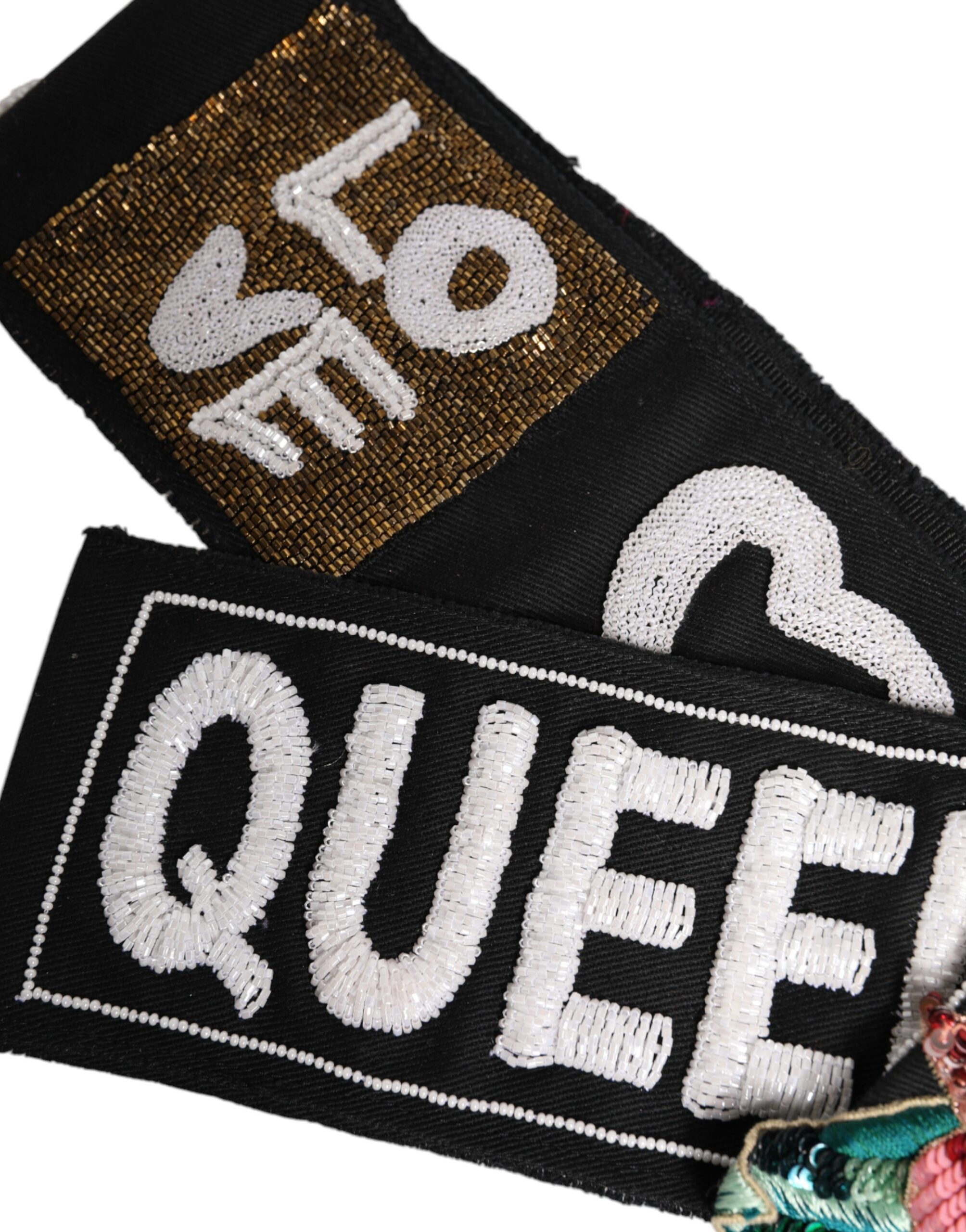 Black Stretch Multicolor Embellished Waist Belt - ventzia