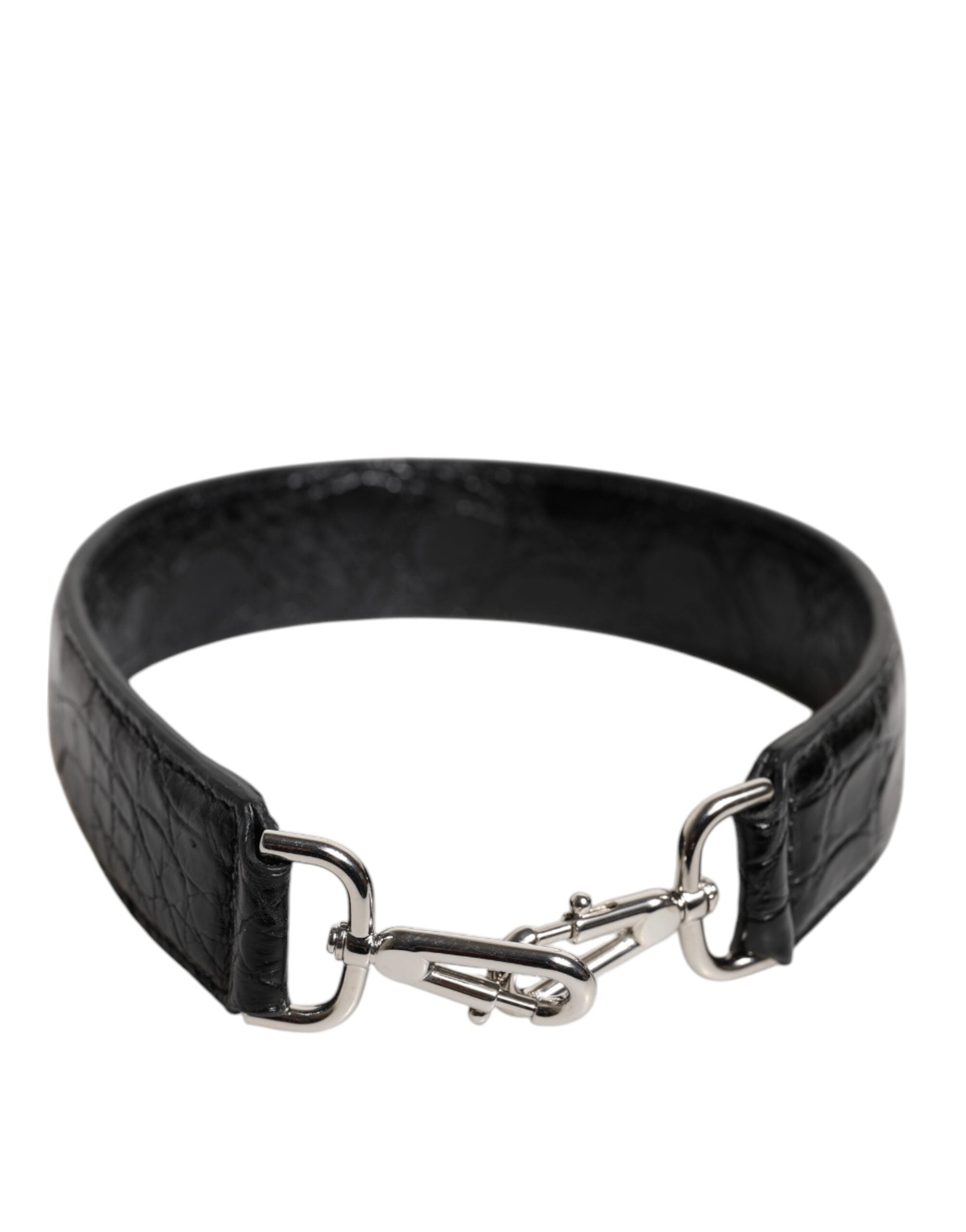 Black Alligator Leather Bag Shoulder Strap - ventzia