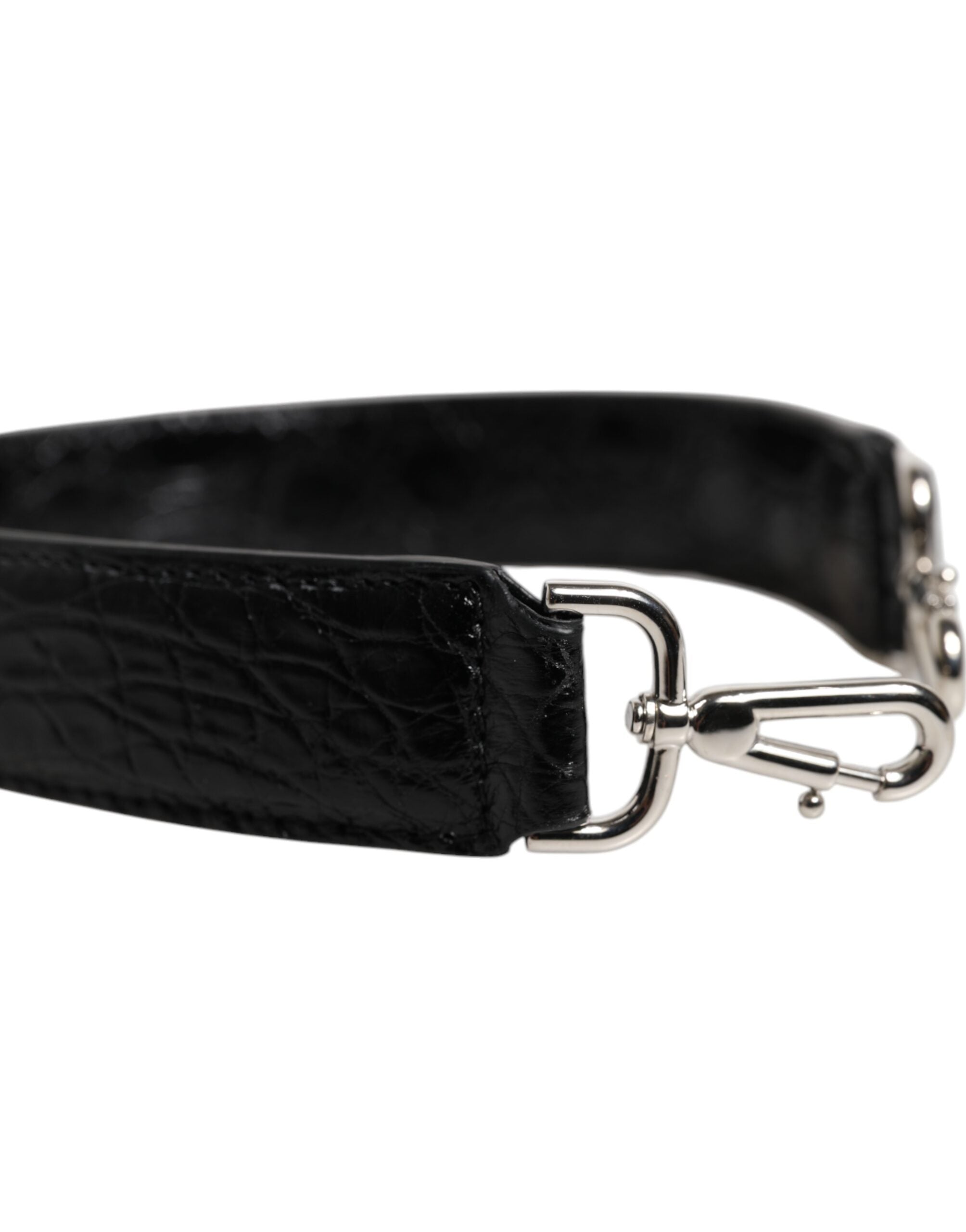 Black Alligator Leather Bag Shoulder Strap - ventzia