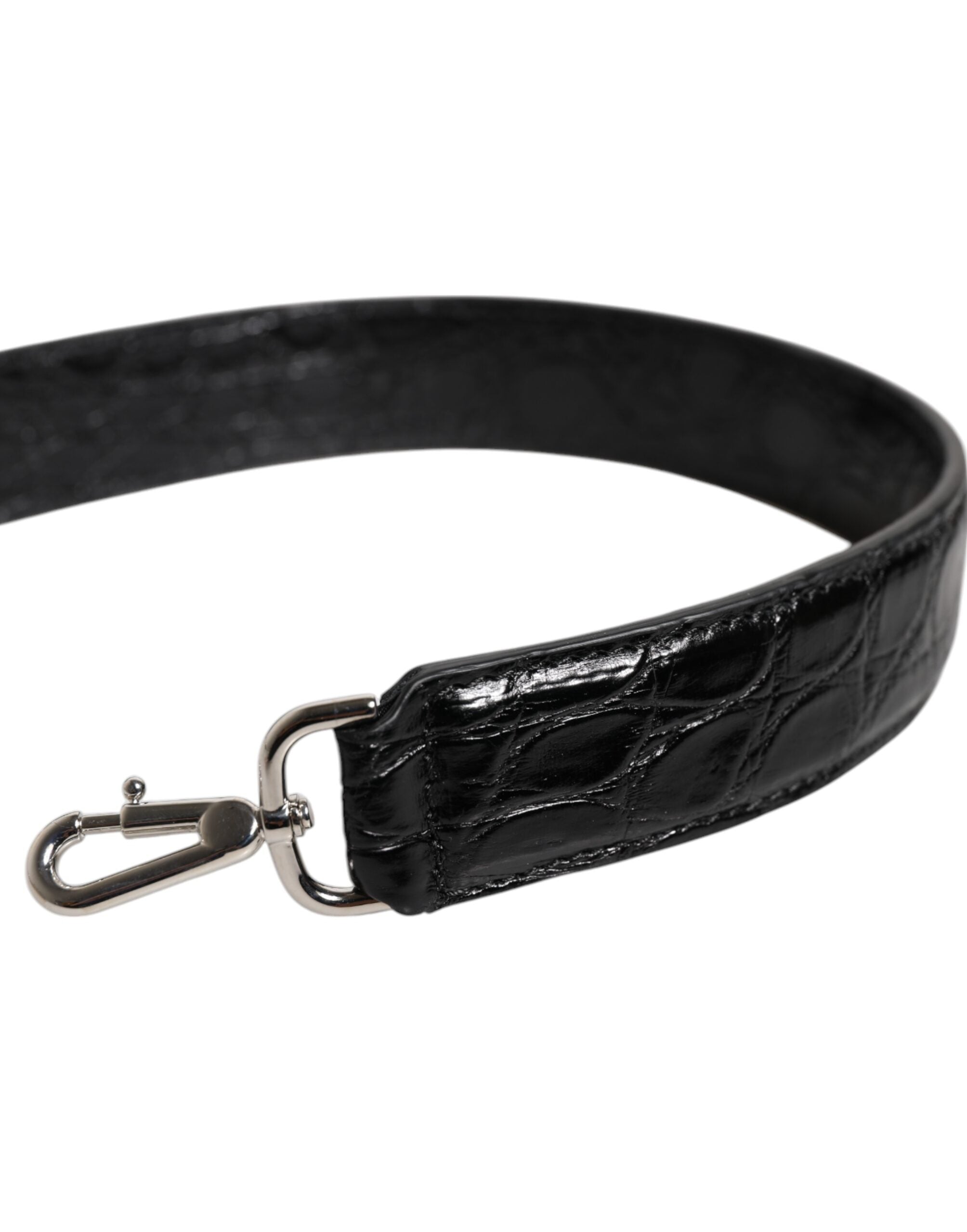 Black Alligator Leather Bag Shoulder Strap - ventzia