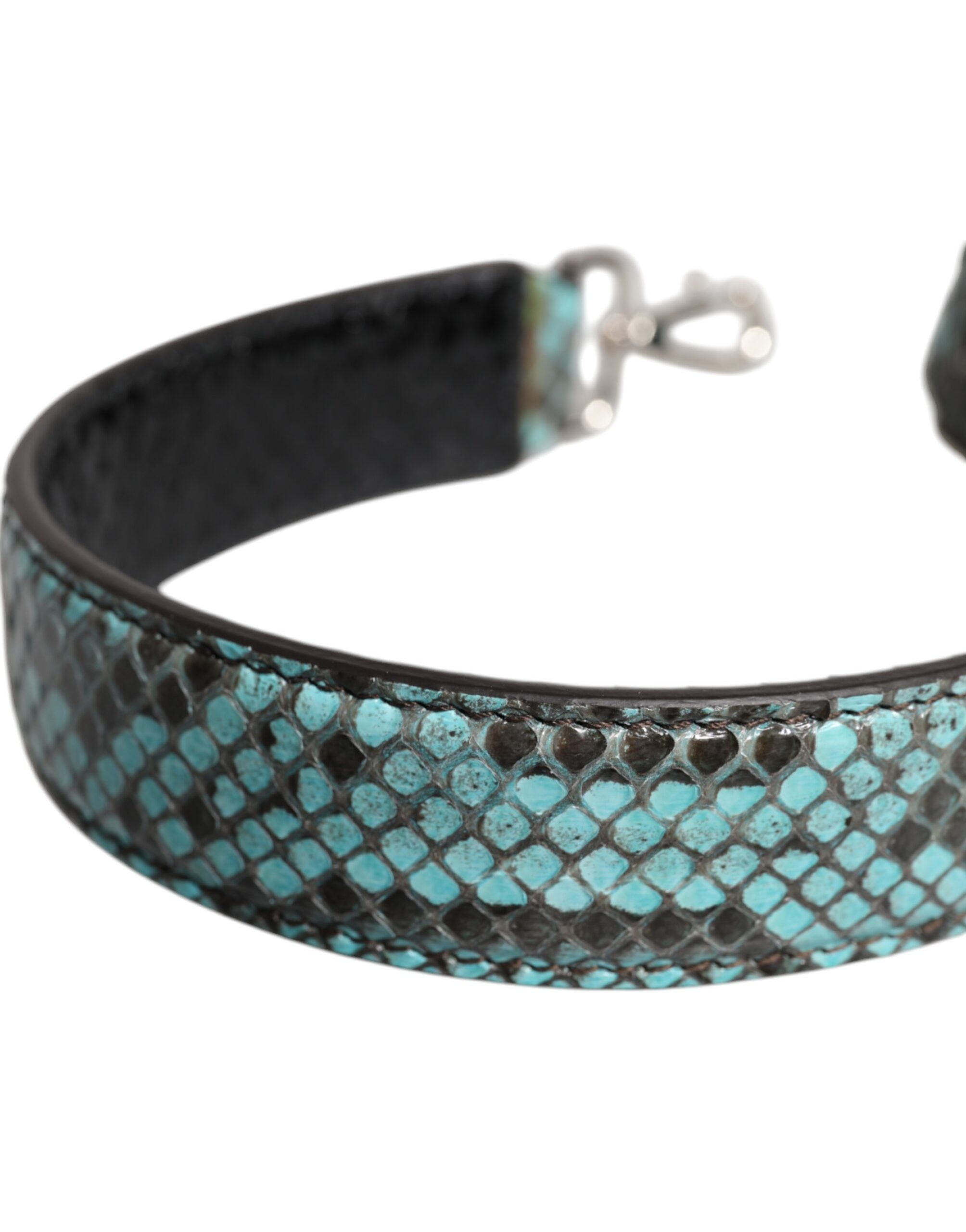 Black Blue Exotic Leather Bag Shoulder Strap - ventzia