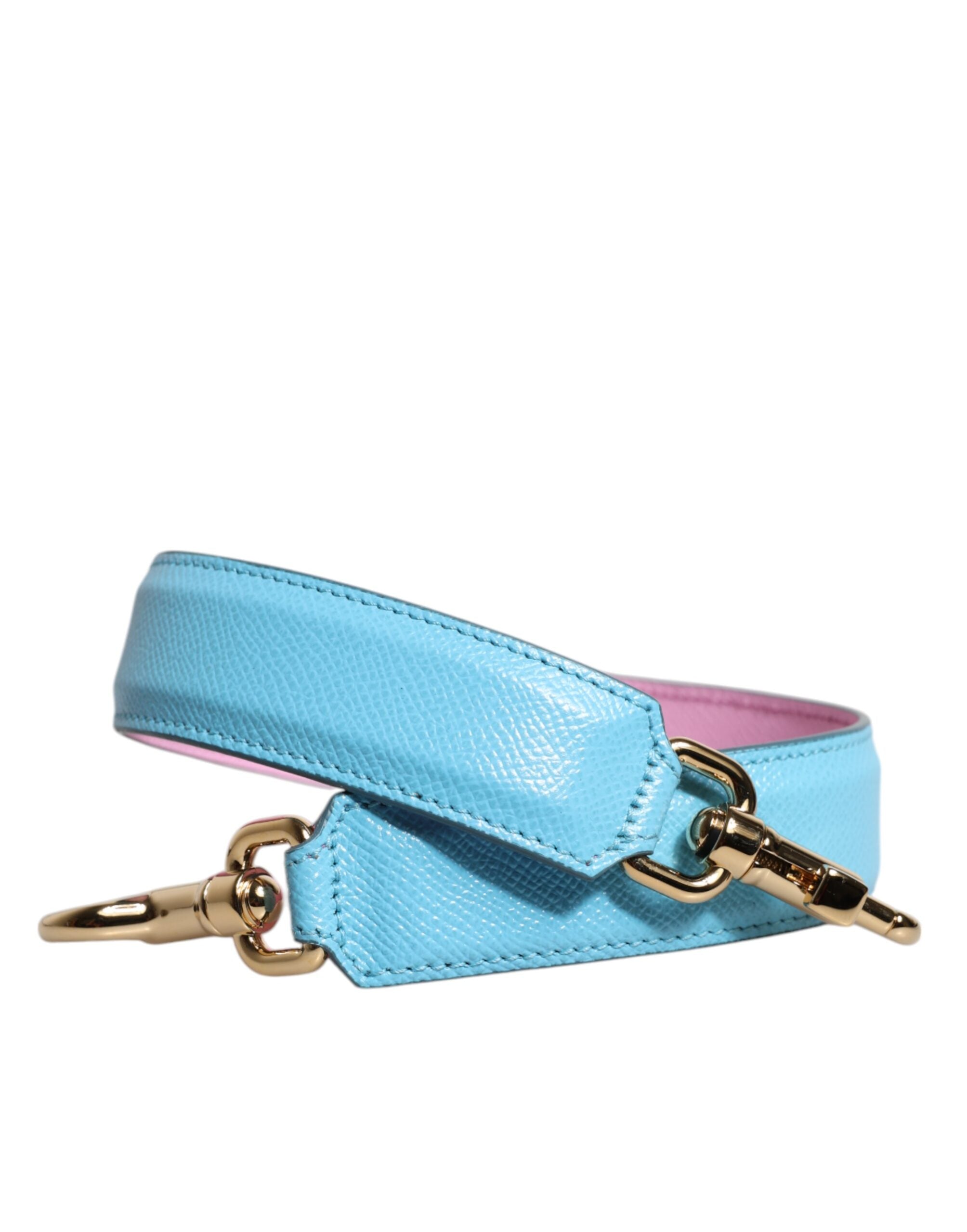 Pink Blue Leather Handle Bag Shoulder Strap - ventzia