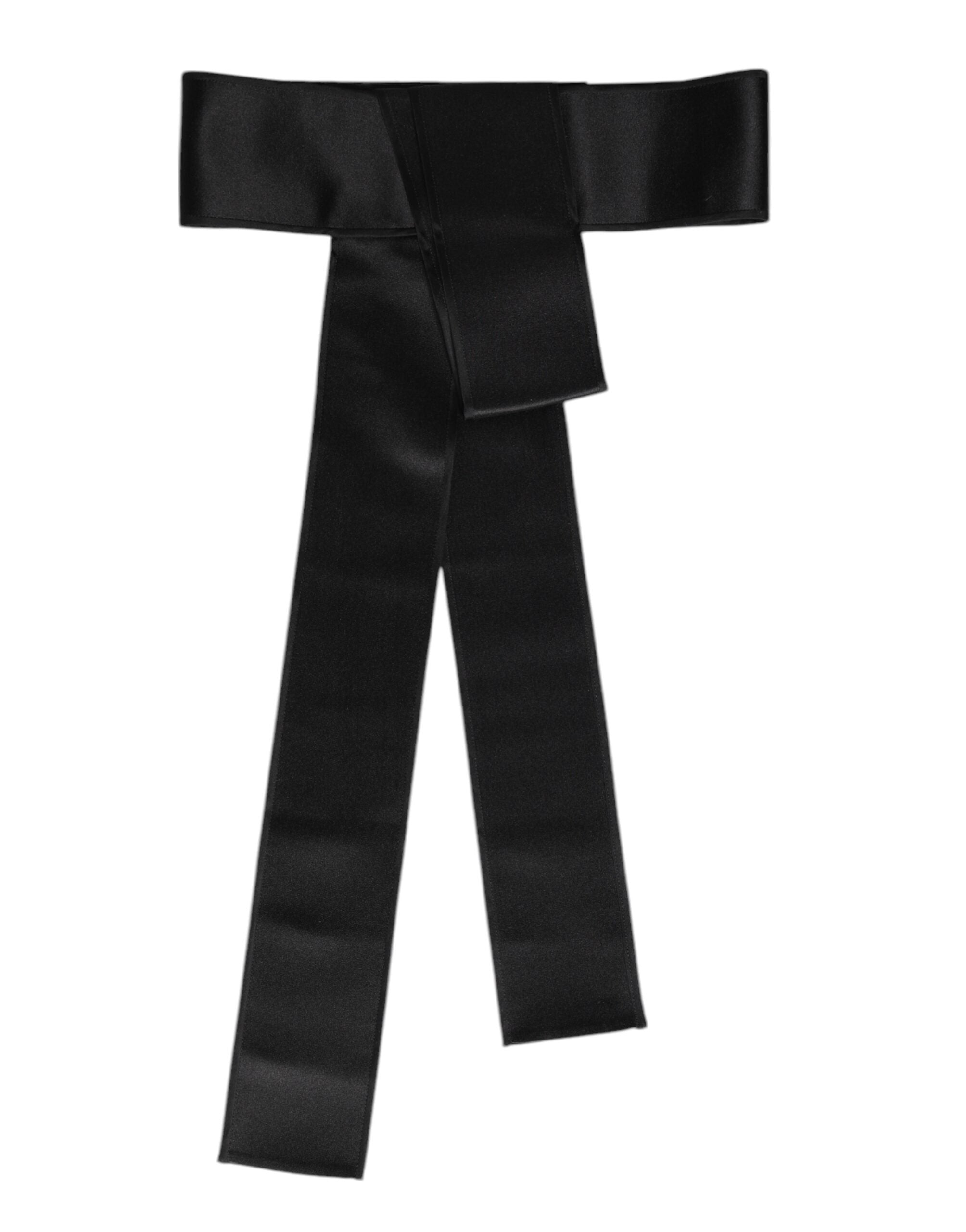 Black Satin Wide Waist Belt - ventzia