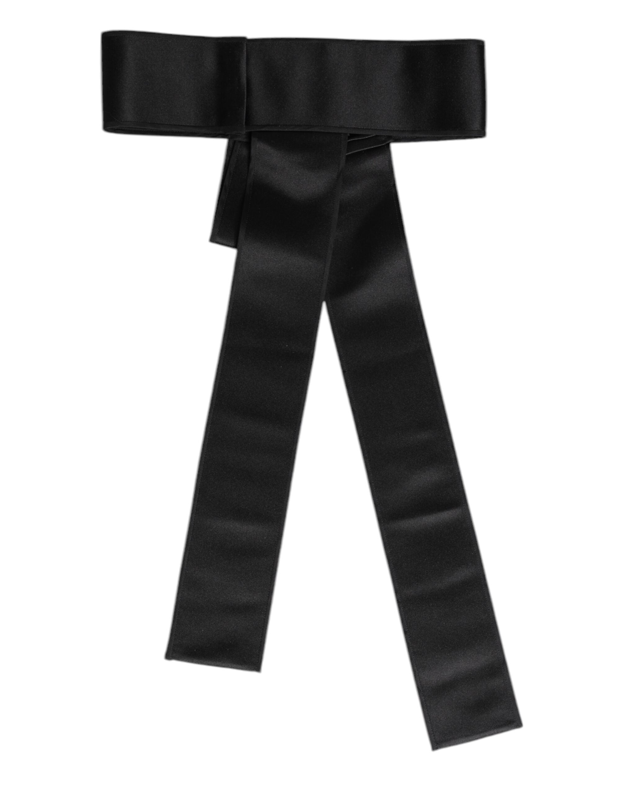 Black Satin Wide Waist Belt - ventzia