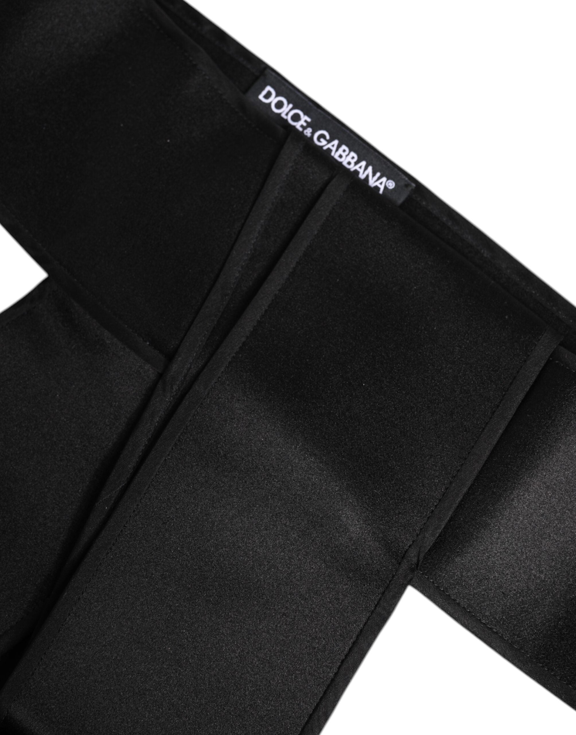 Black Satin Wide Waist Belt - ventzia