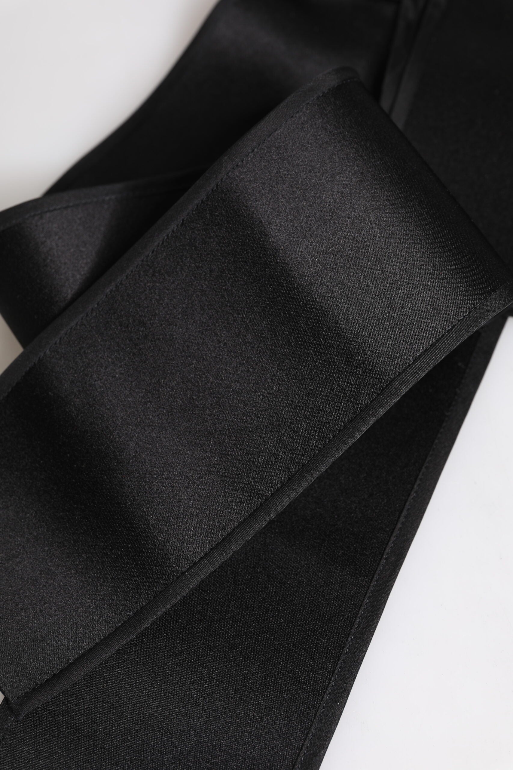 Black Satin Wide Waist Belt - ventzia