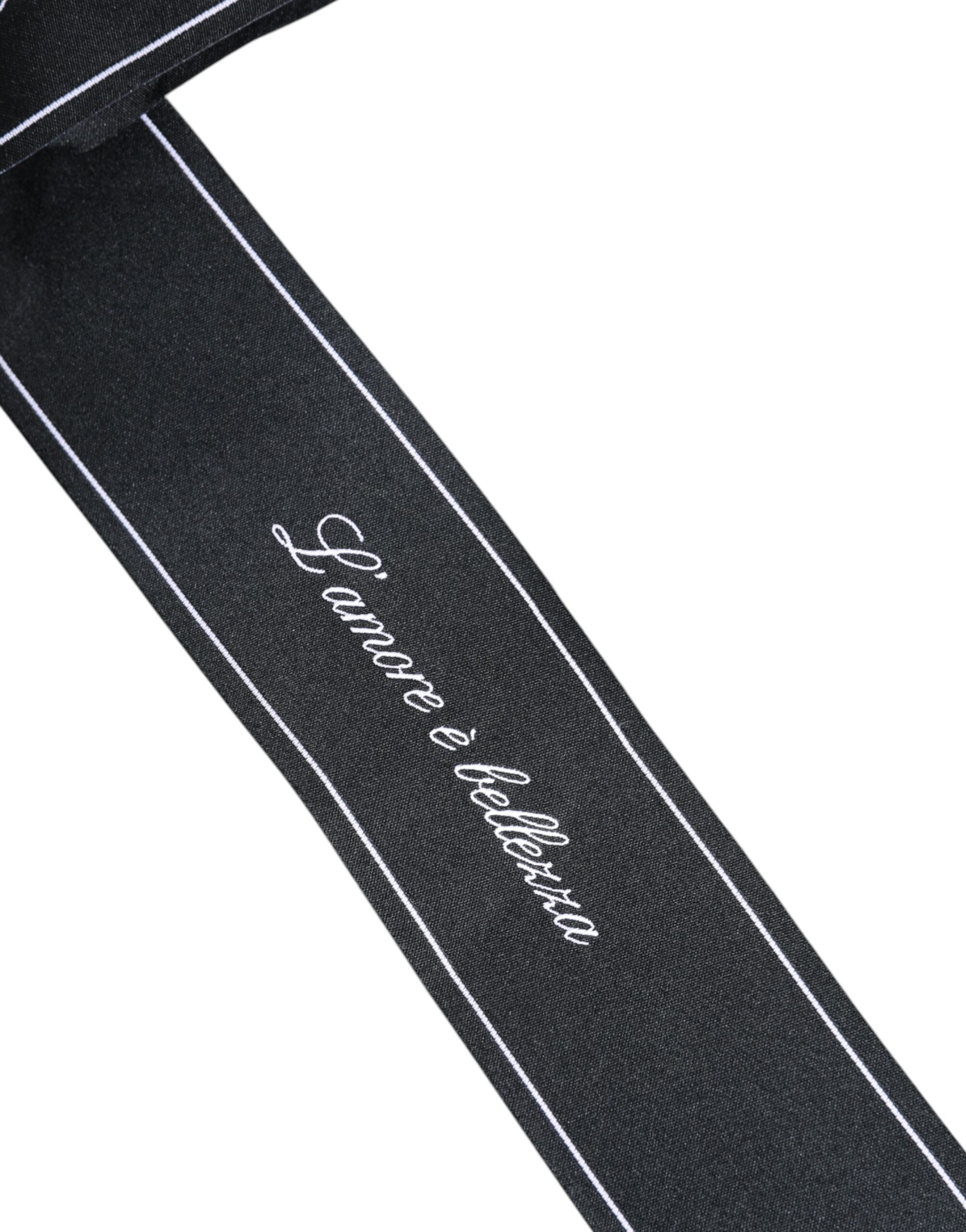 Black Waist Ribbon Wide Bow Logo Belt - ventzia