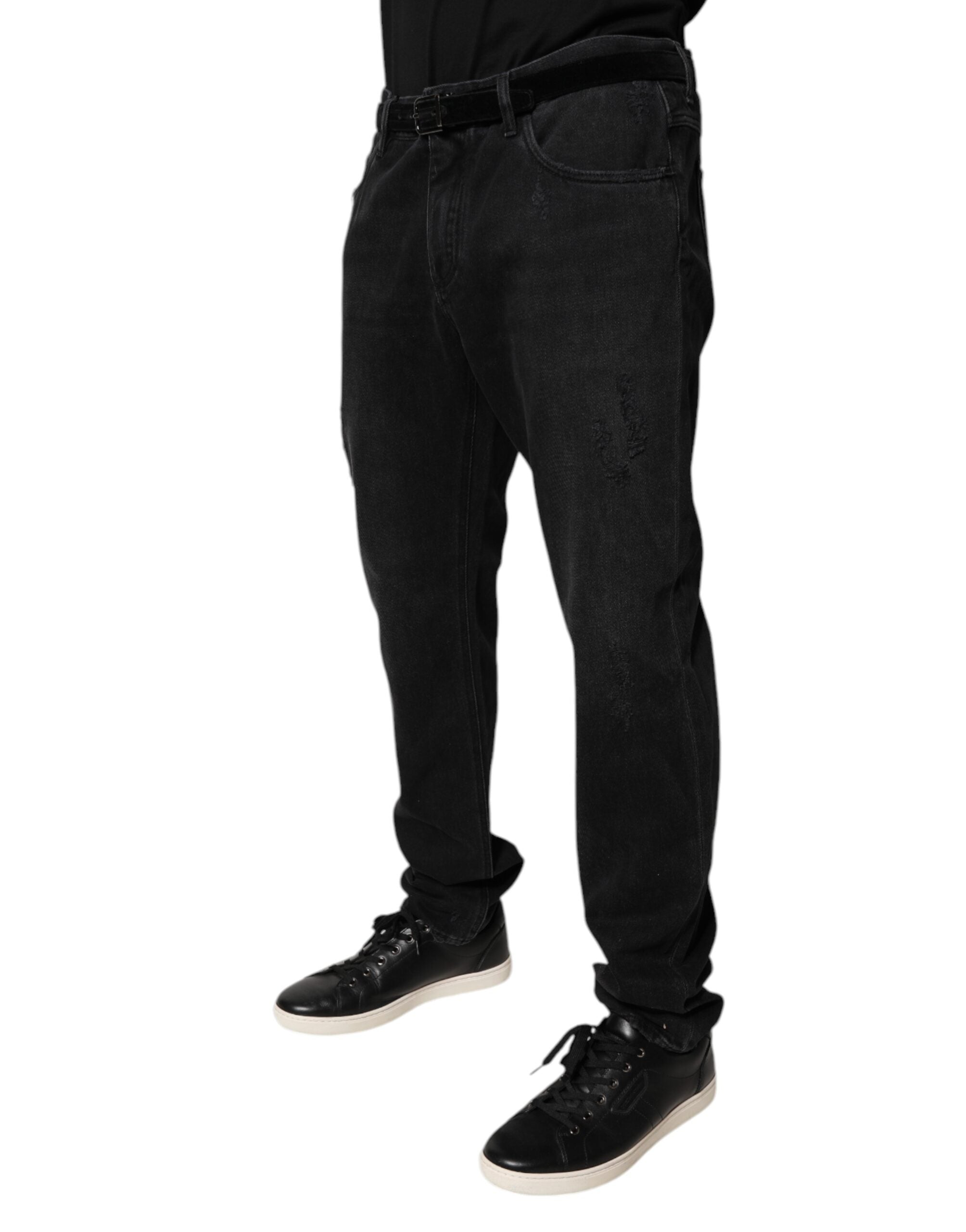 Black Cotton Skinny Men Denim Jeans - ventzia