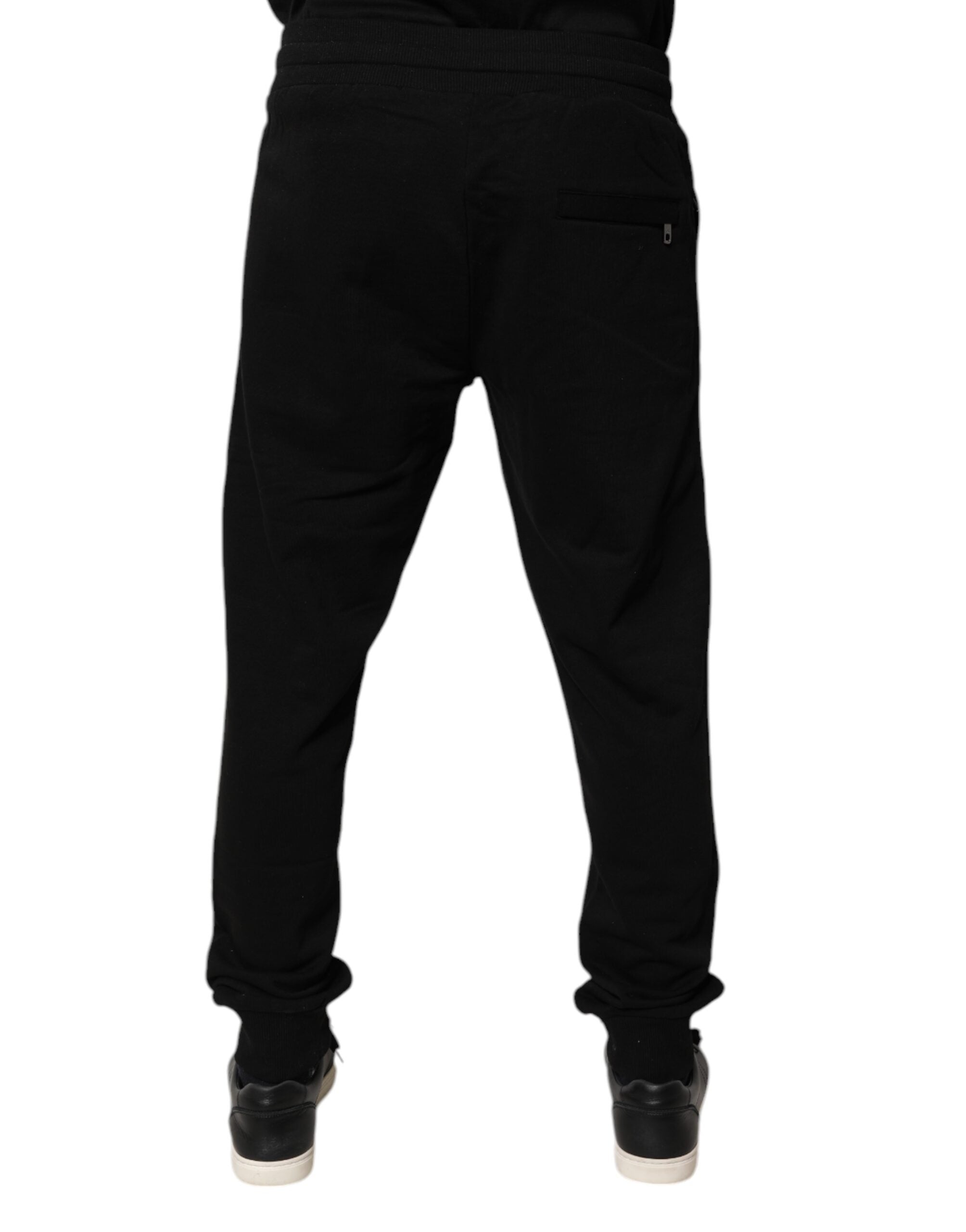 Black Cotton Mid Waist Jogger Sweatpants Pants - ventzia