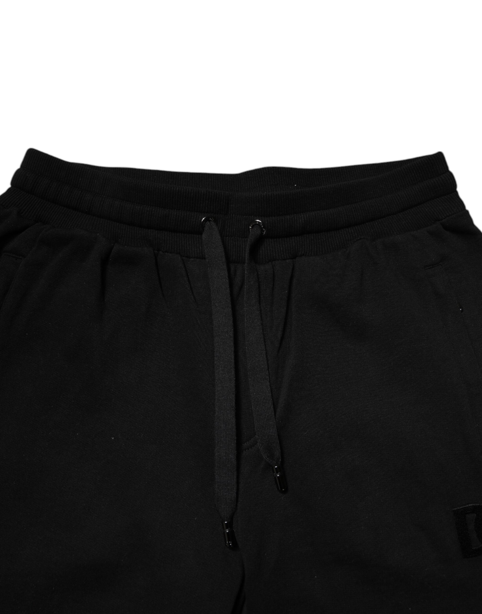 Black Cotton Mid Waist Jogger Sweatpants Pants - ventzia
