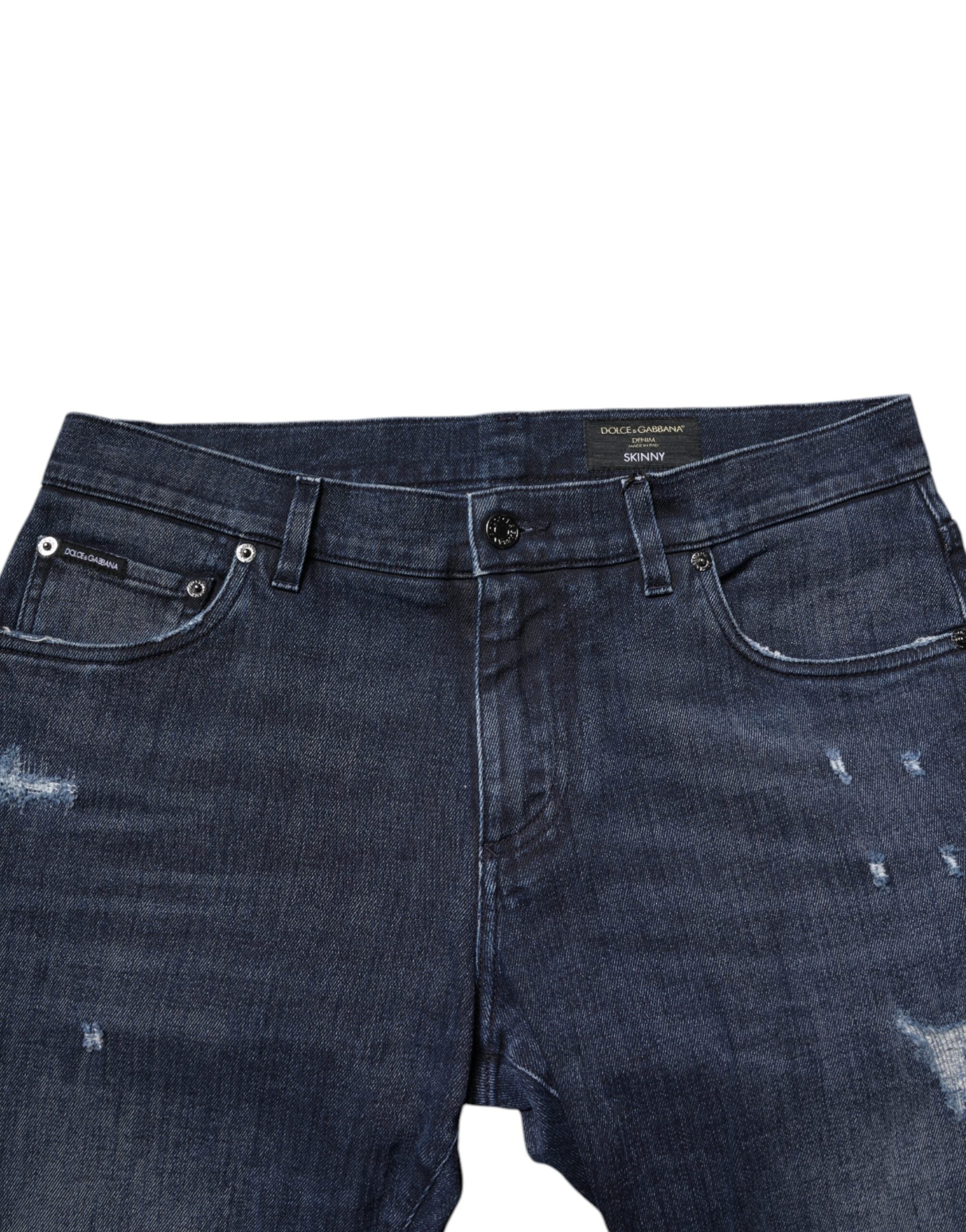 Blue Cotton Stretch Skinny Men Denim Jeans - ventzia