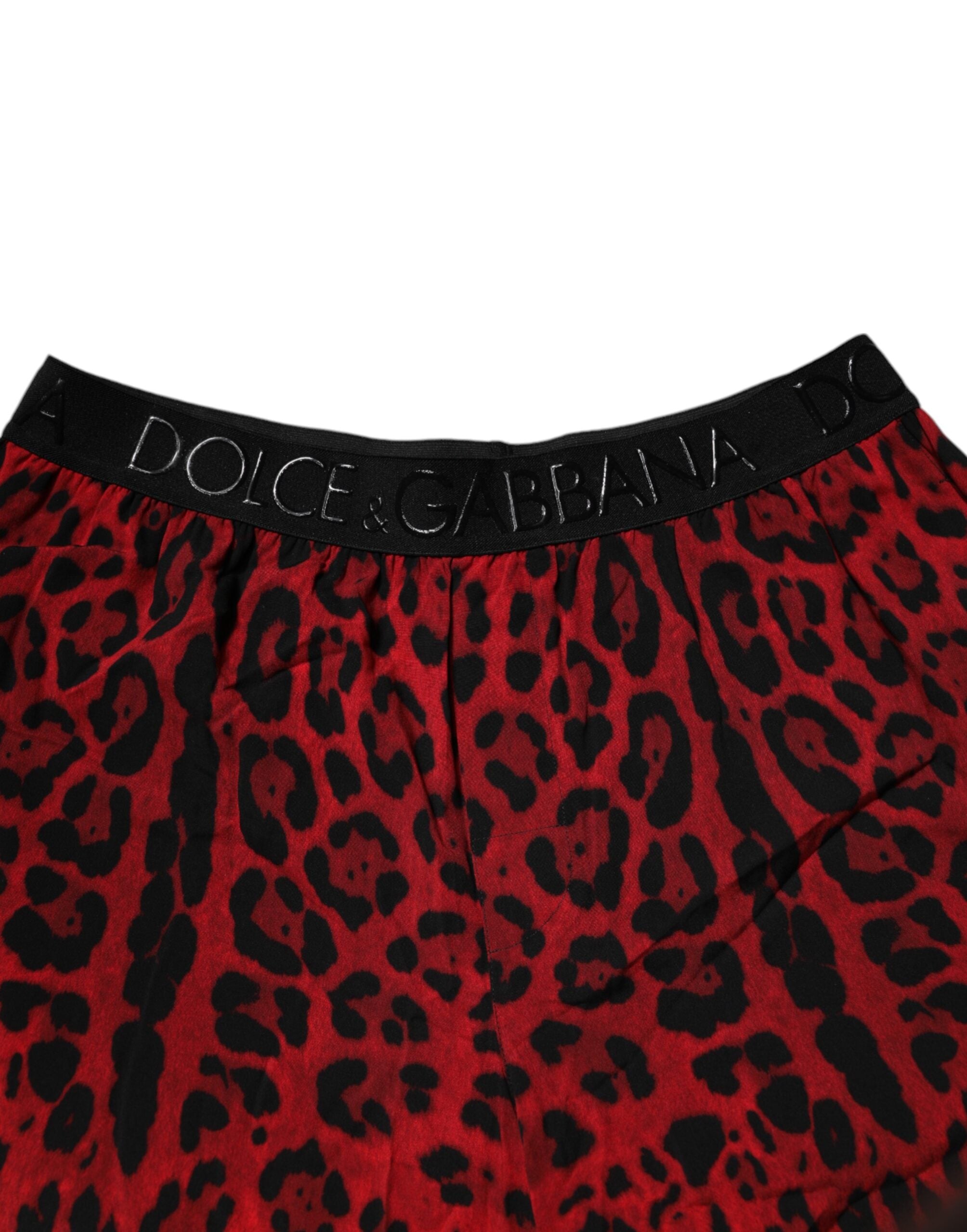 Red Leopard Print Viscose Bermuda Shorts - ventzia
