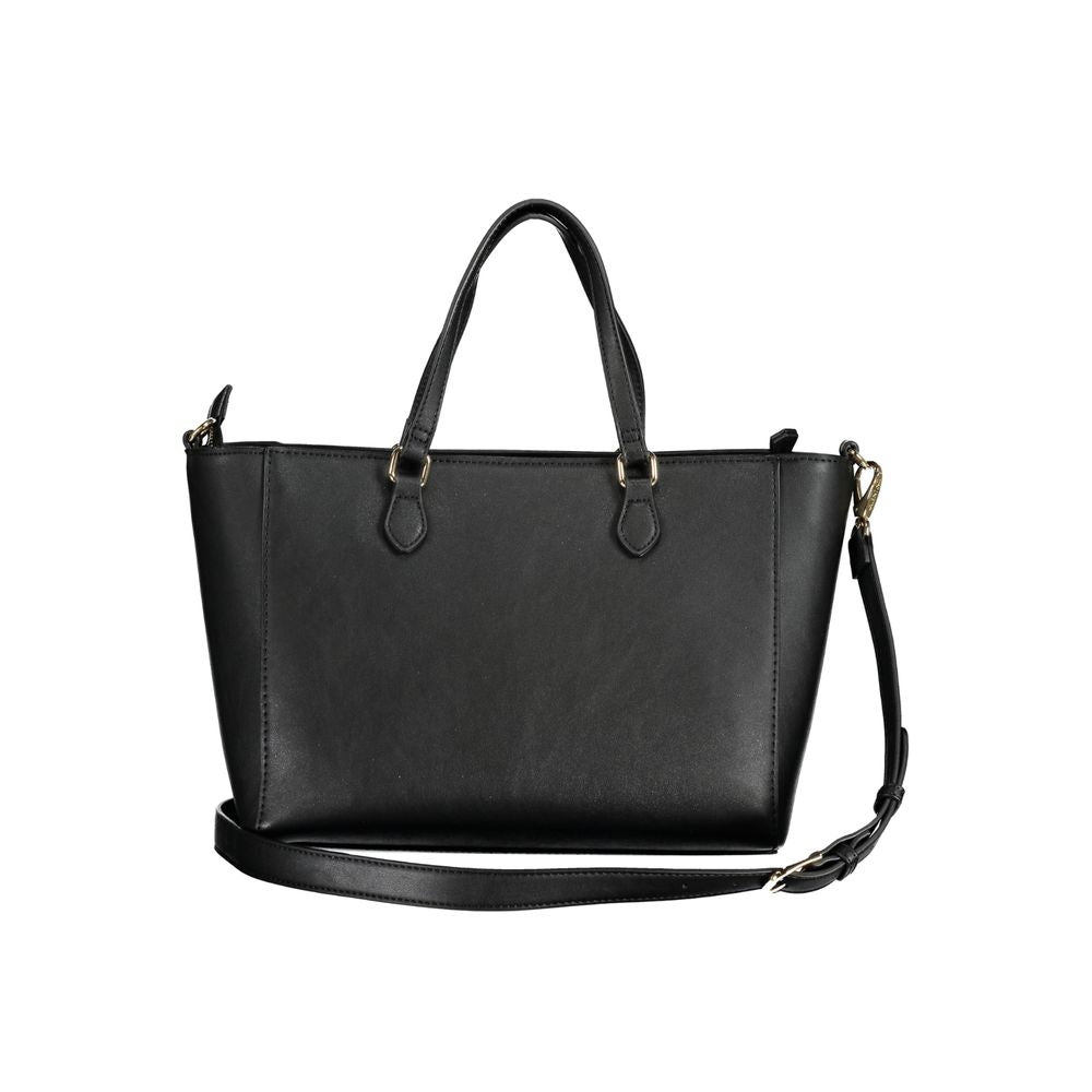 Black Polyurethane Women Handbag - ventzia