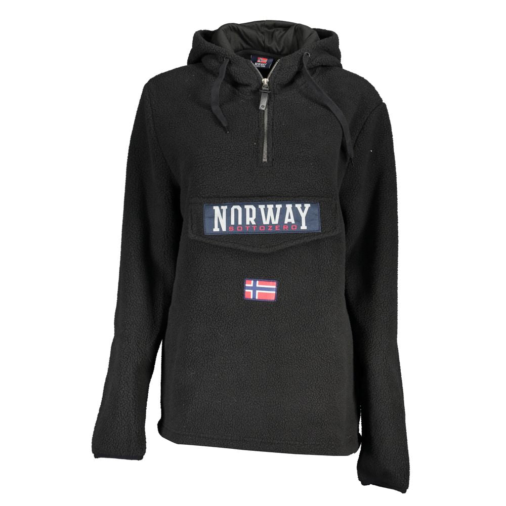 Elegant Black Half Zip Hooded Sweatshirt - ventzia