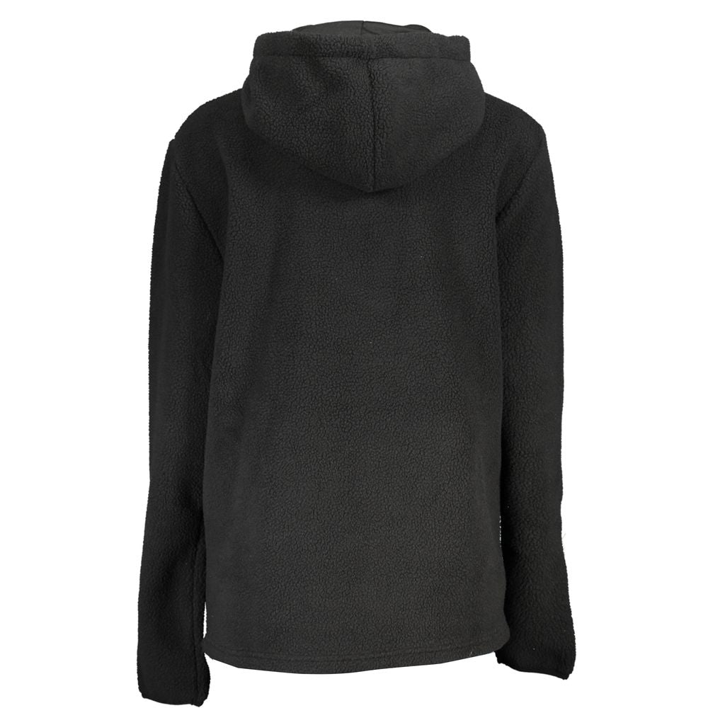 Elegant Black Half Zip Hooded Sweatshirt - ventzia