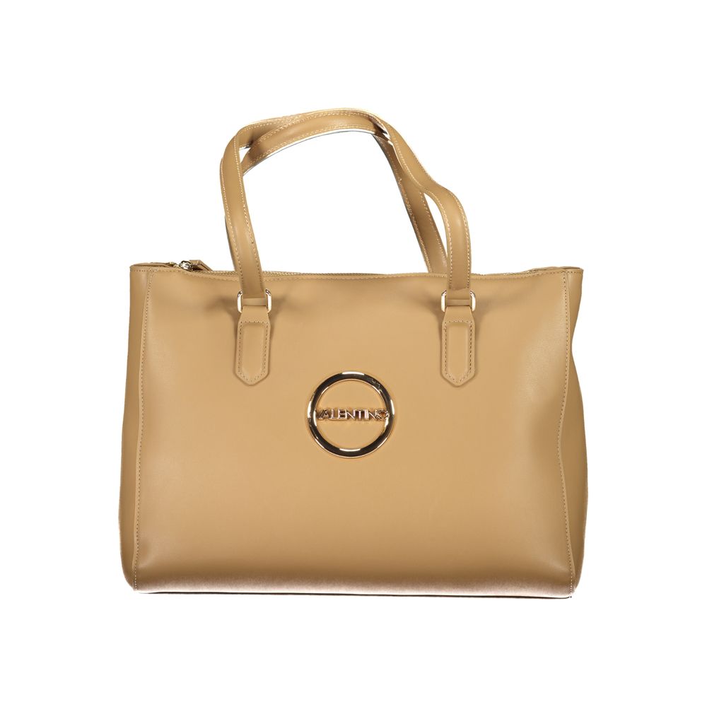 Beige Polyurethane Women Handbag - ventzia