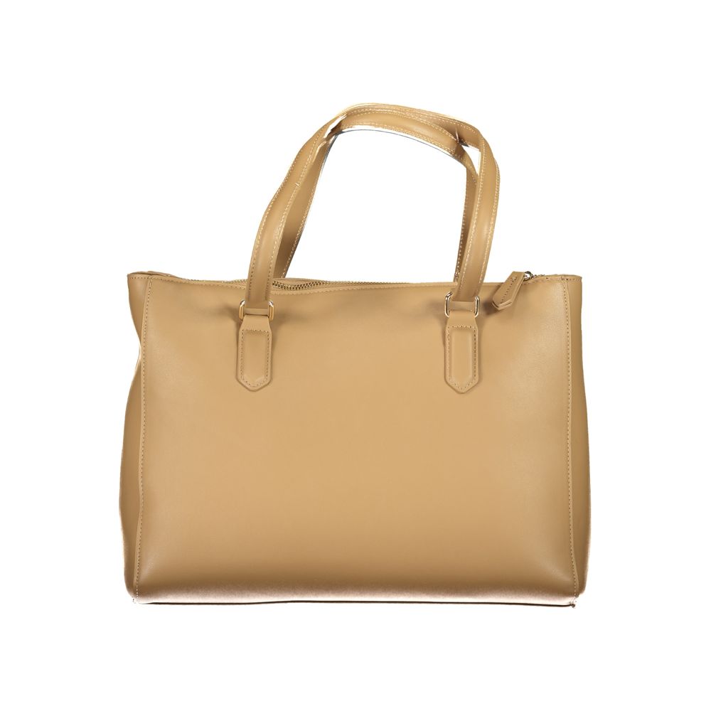 Beige Polyurethane Women Handbag - ventzia
