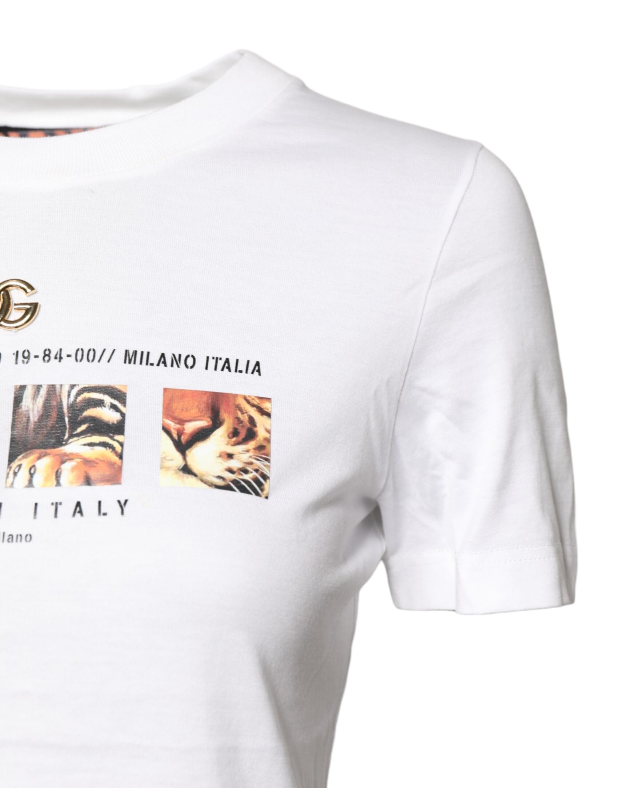 White Cotton Graphic Print Crew Neck T-shirt - ventzia