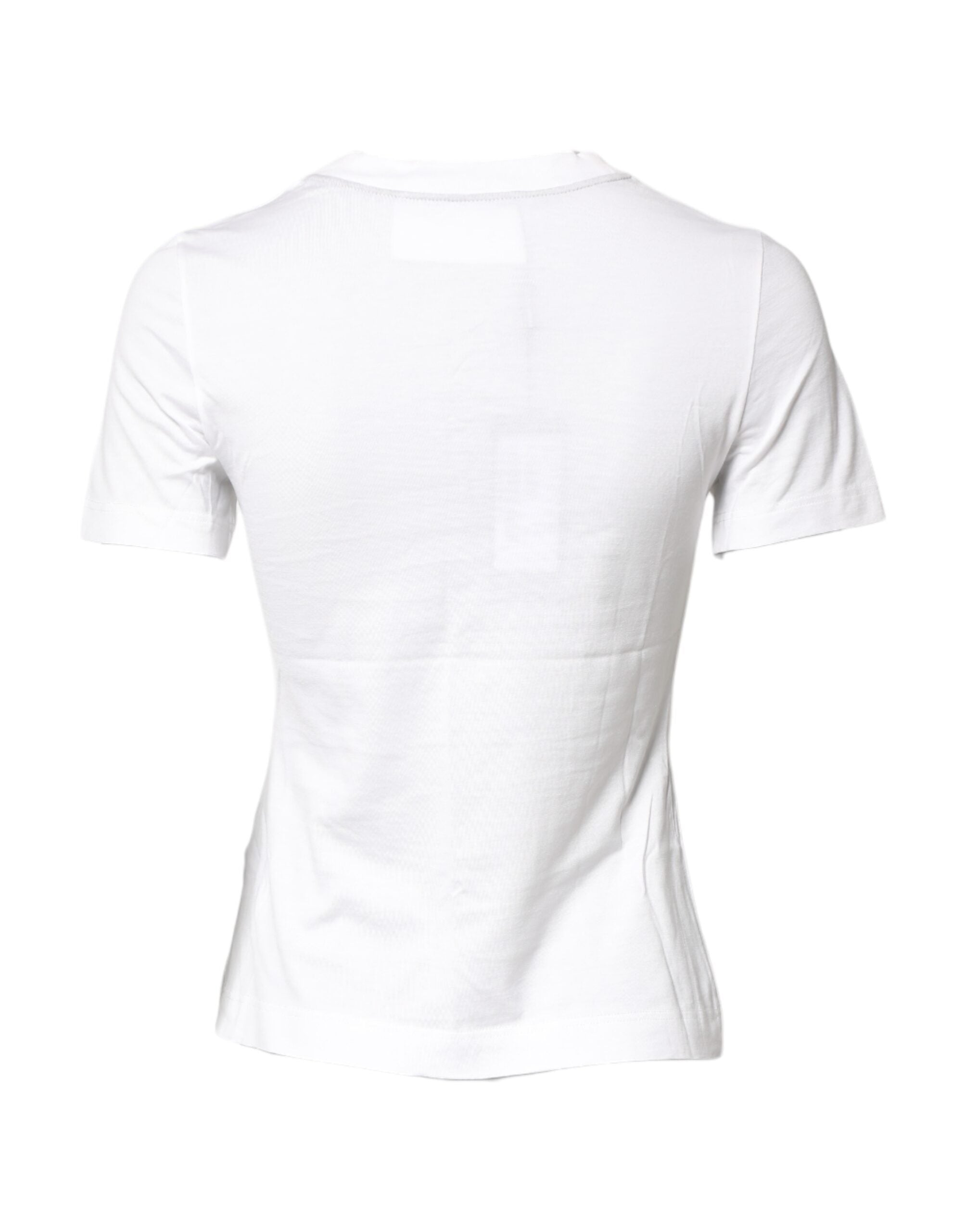 White Cotton Graphic Print Crew Neck T-shirt - ventzia