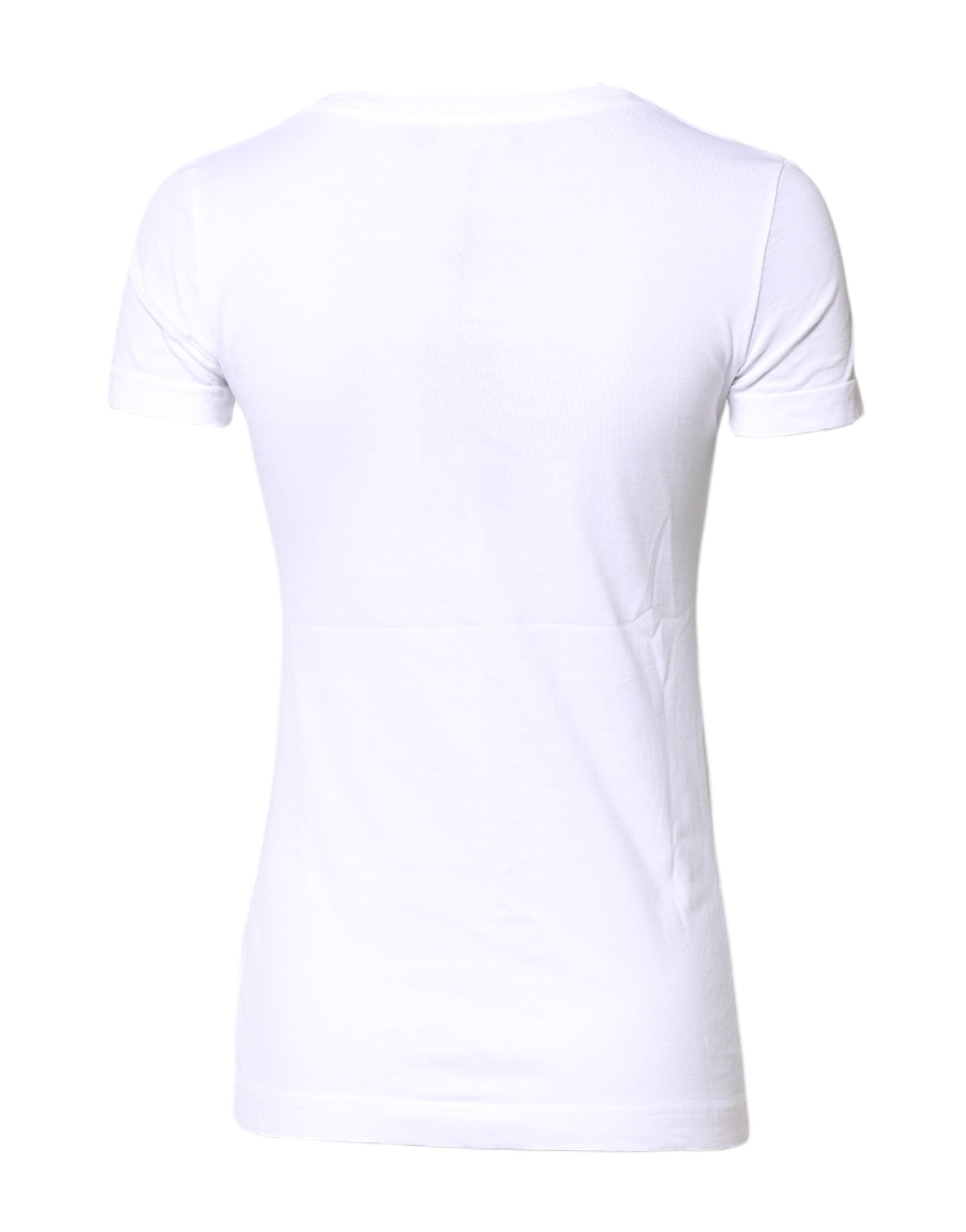 White Cotton Crew Neck Short Sleeves T-shirt - ventzia