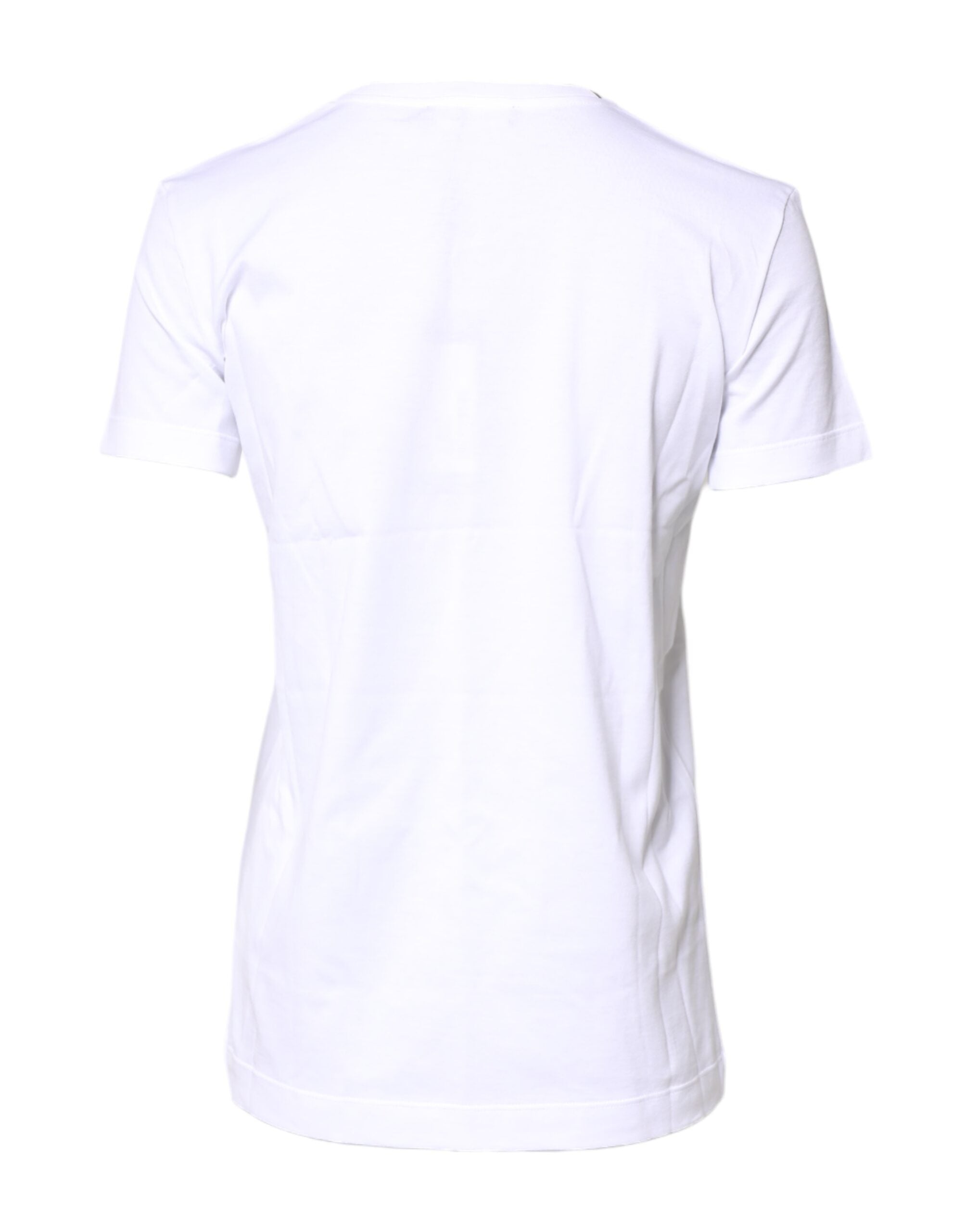 White Cotton Crew Neck Short Sleeves T-shirt - ventzia