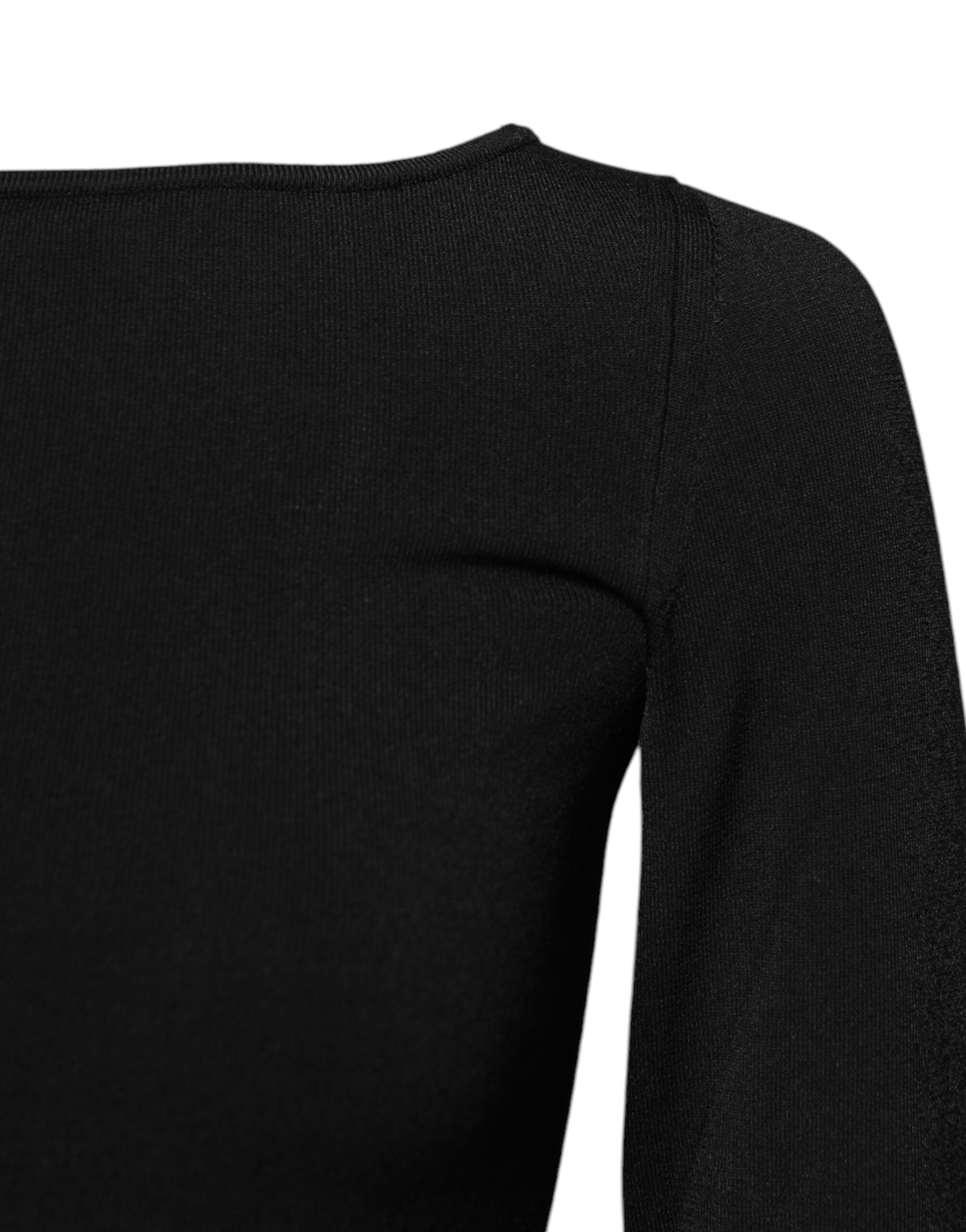 Black Viscose Long Sleeves Pullover Top - ventzia