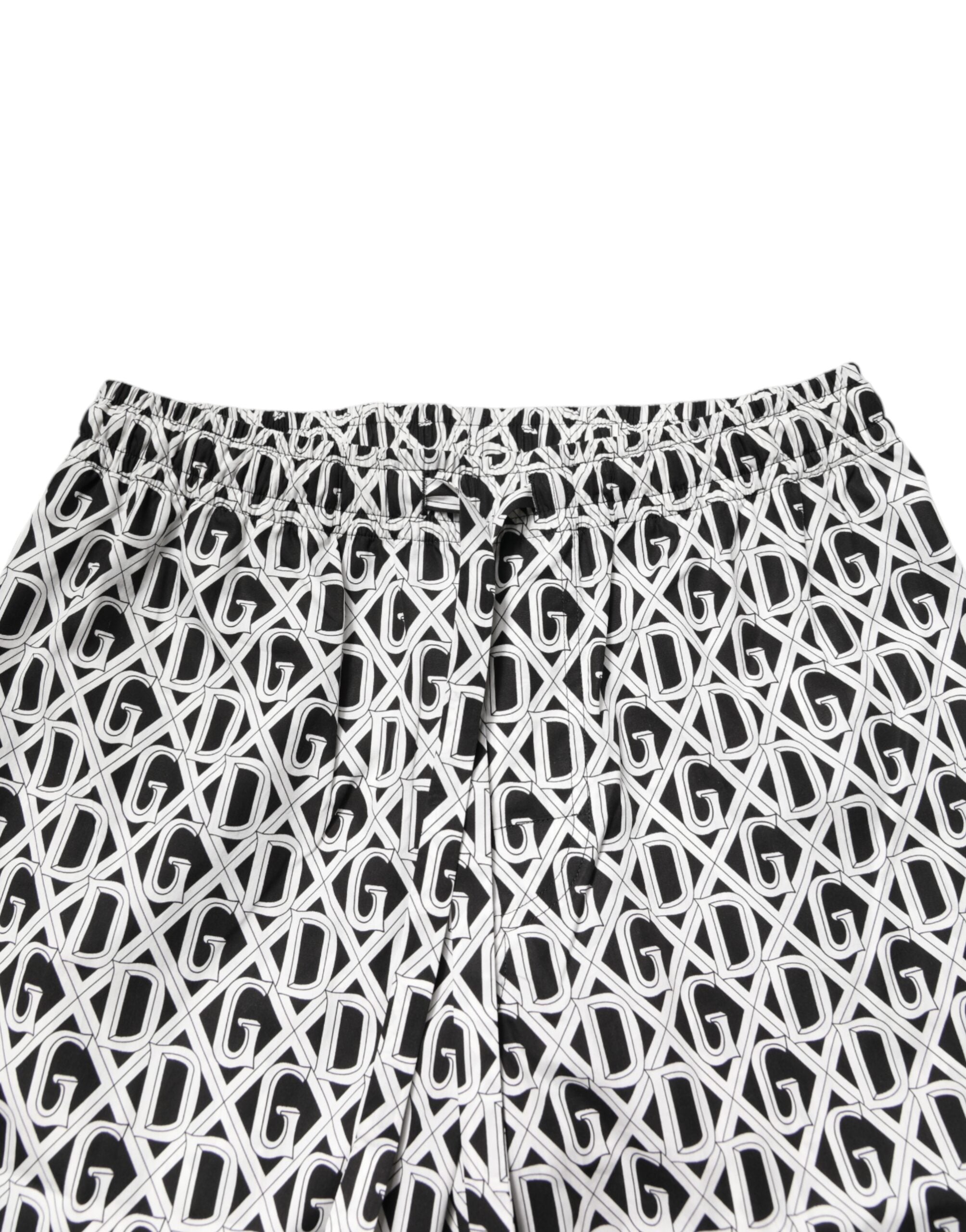 Black White DG Print Cotton Pajama Set Sleepwear - ventzia