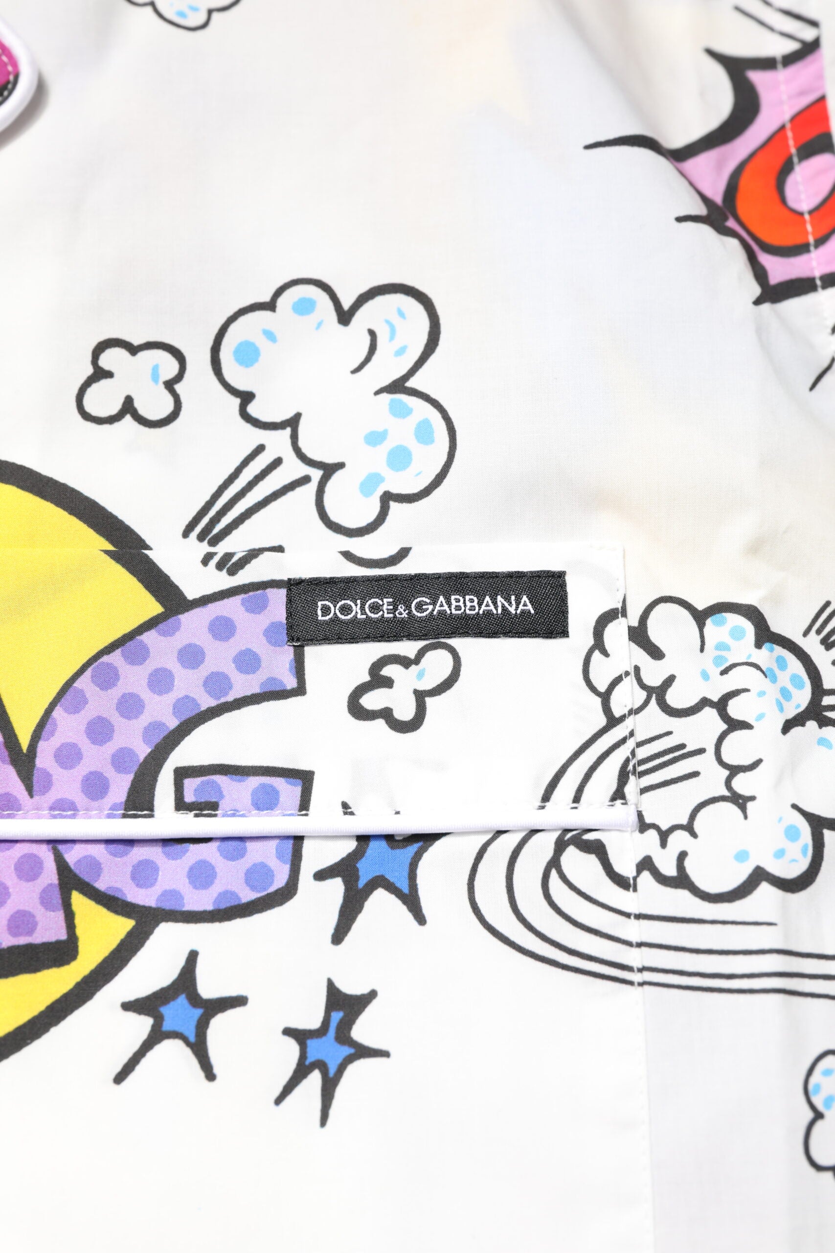 White Cartoon Print Cotton Men Pajama Set Sleepwear - ventzia