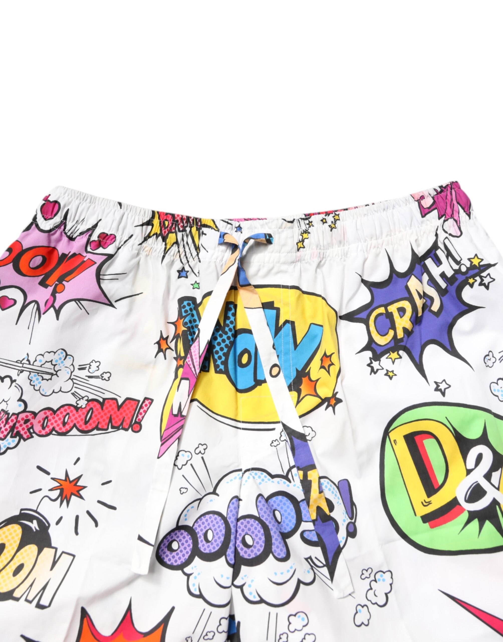 White Cartoon Print Cotton Men Pajama Set Sleepwear - ventzia