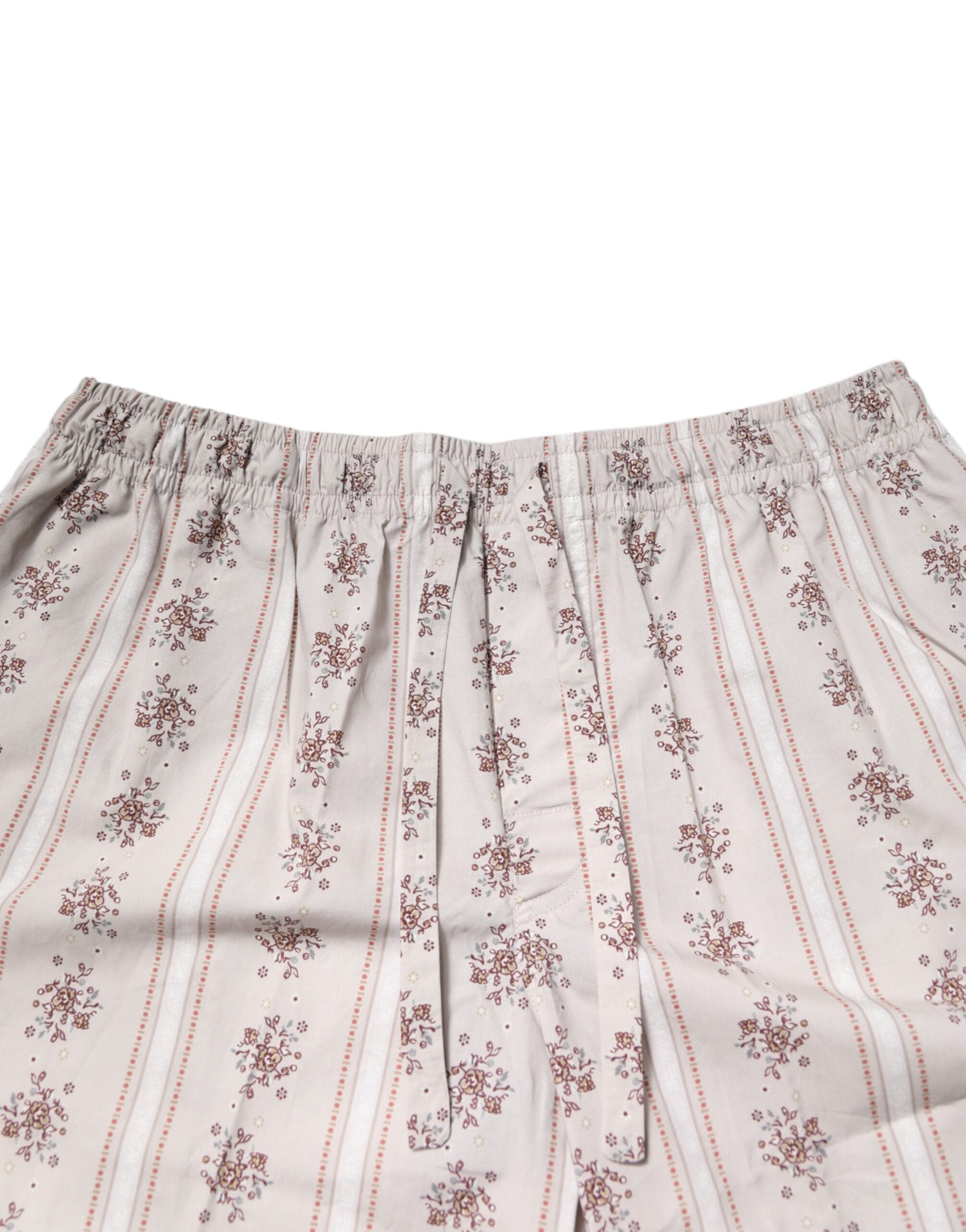 Beige Floral Print Cotton Men Pajama Set Sleepwear - ventzia