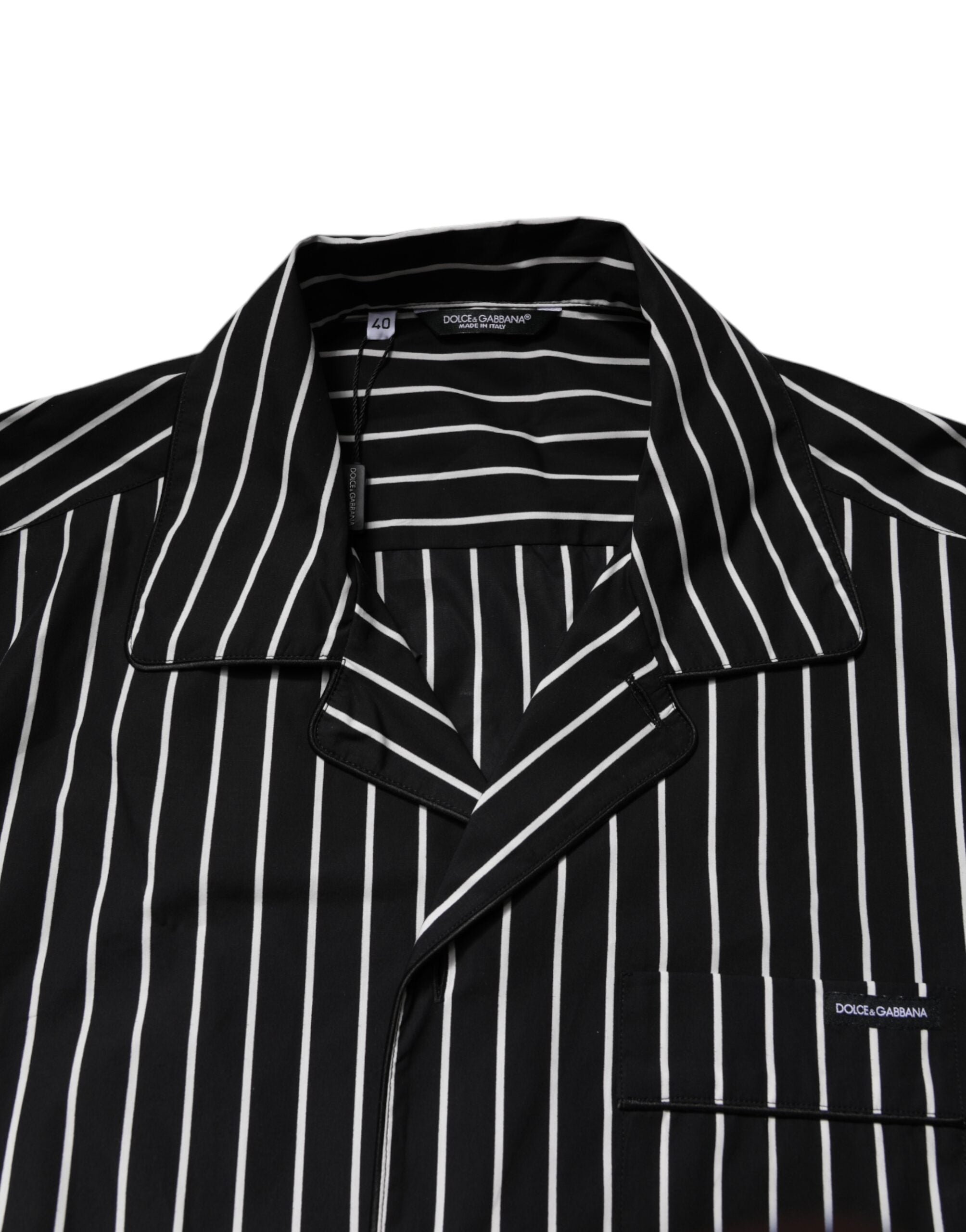 Black White Stripes Cotton Men Pajama Set Sleepwear - ventzia