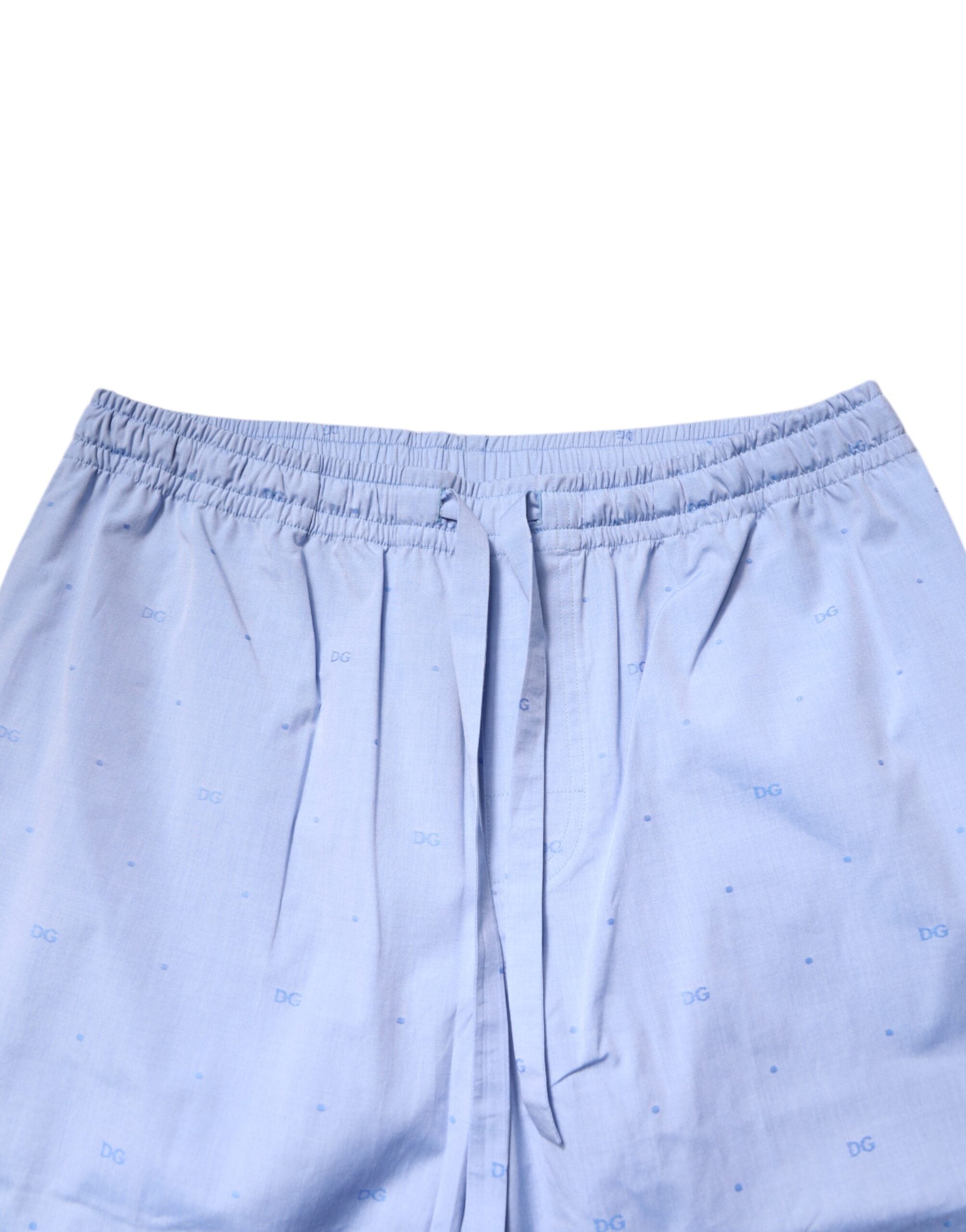 Light Blue DG Logo Cotton Men Pajama Set Sleepwear - ventzia