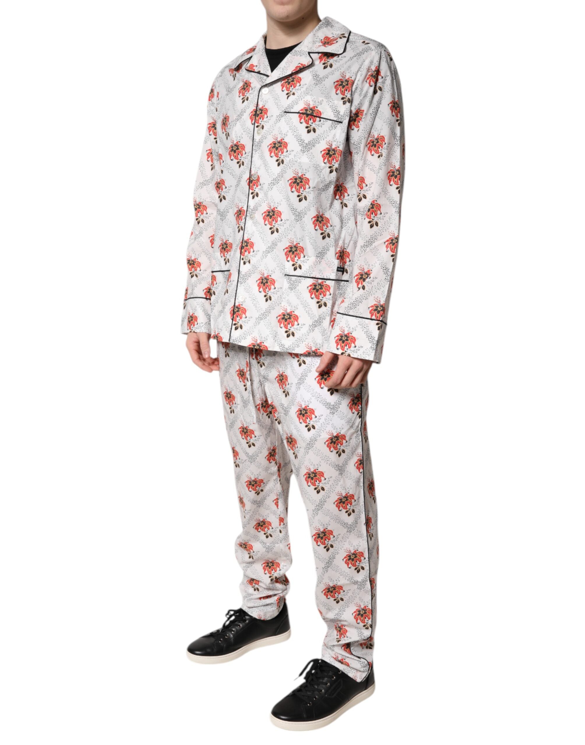 Multicolor Floral Print Cotton Pajama Set Sleepwear - ventzia