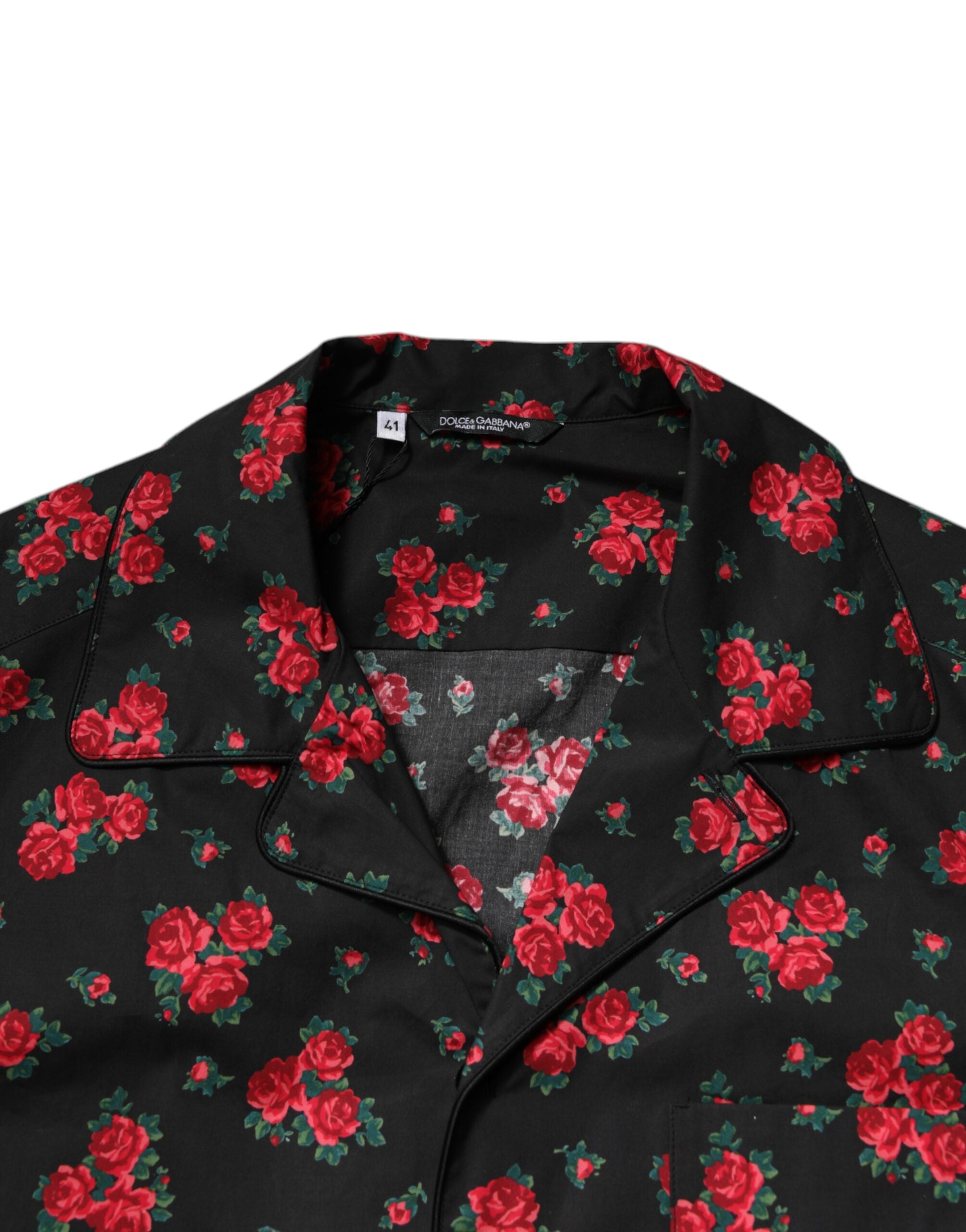 Black Floral Print Cotton Men Pajama Set Sleepwear - ventzia