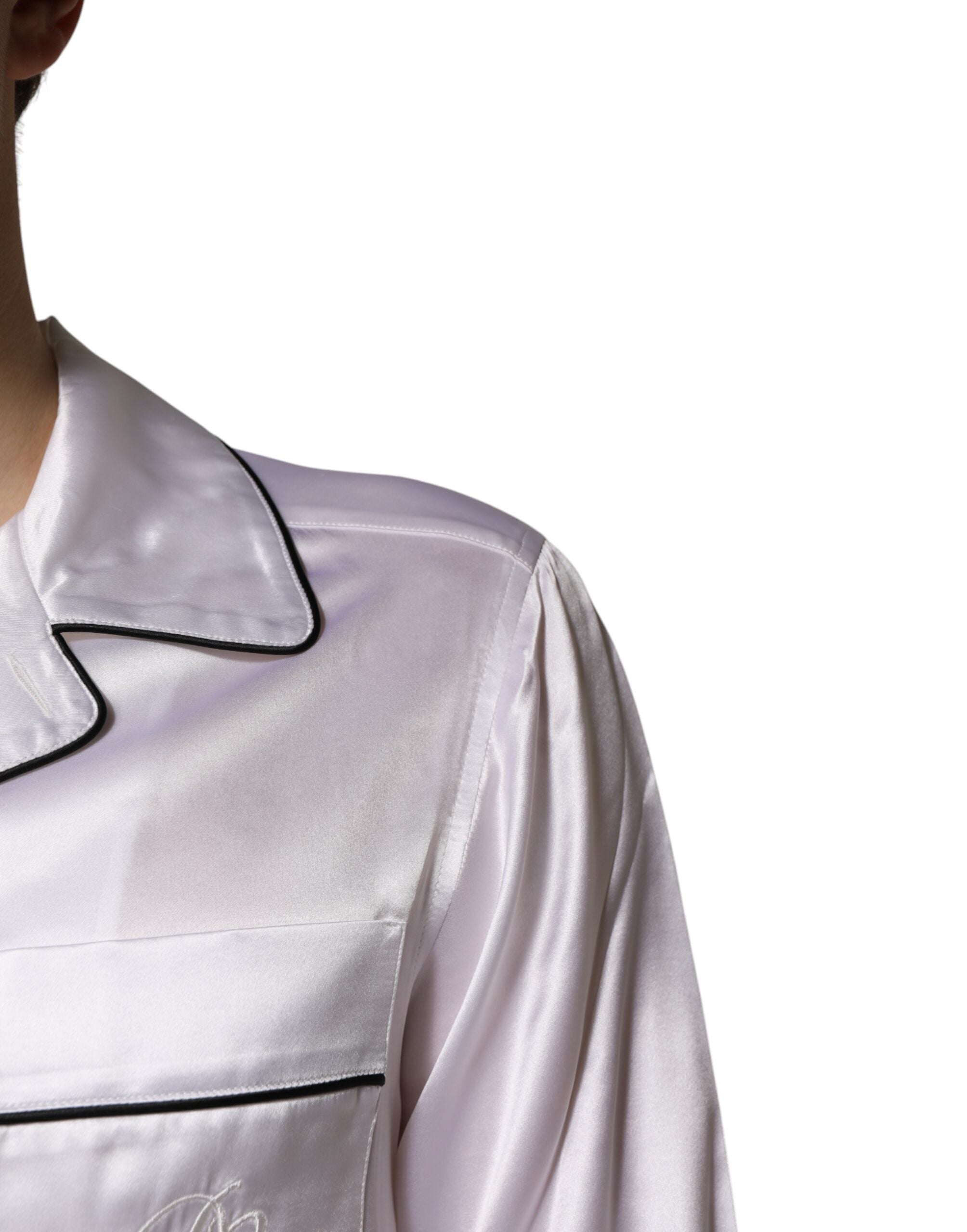 White Satin Silk Men Pajama Set Sleepwear - ventzia
