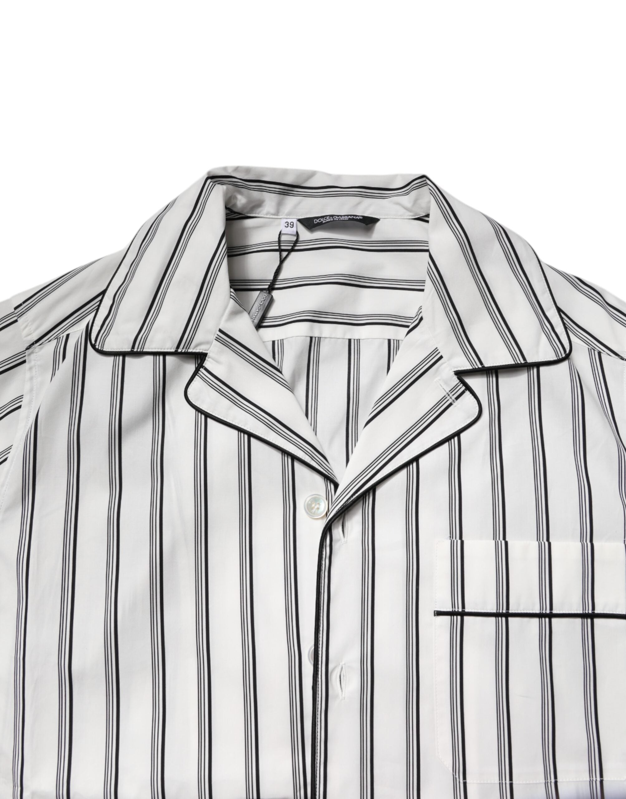 White Black Stripes Cotton Men Pajama Set Sleepwear - ventzia
