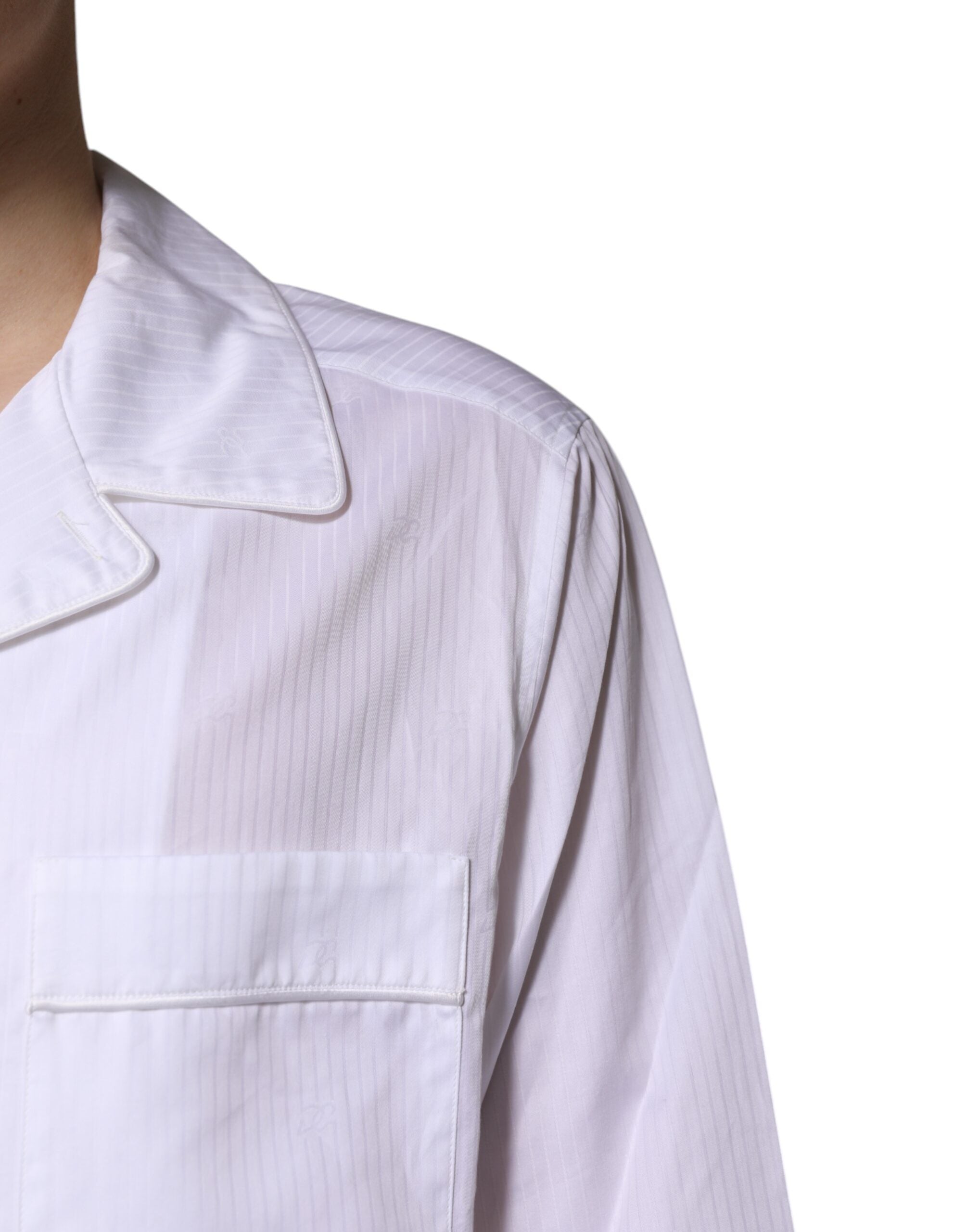 White Cotton Shirt Pants Pajama Set Sleepwear - ventzia