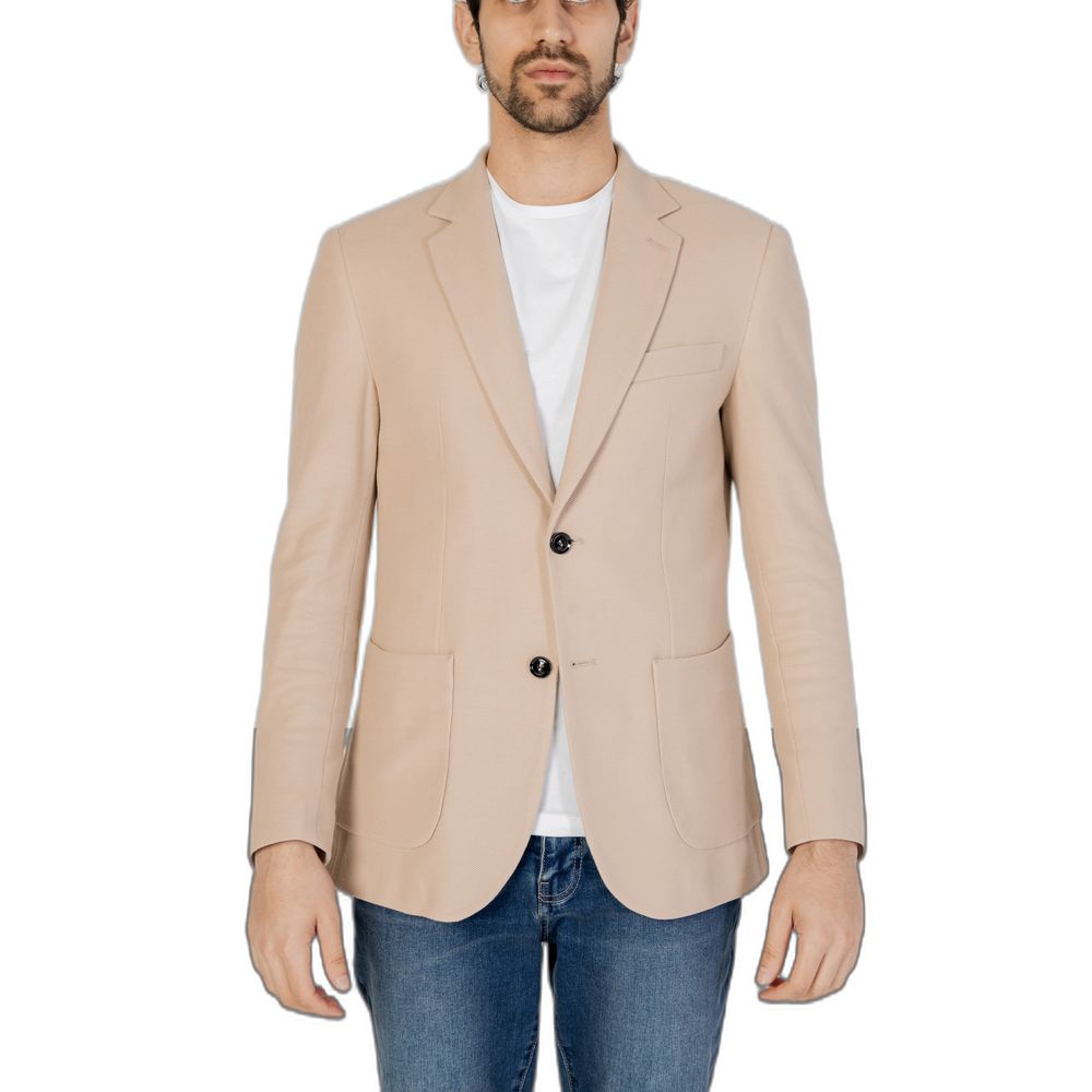 Beige Cotton Blazer - ventzia