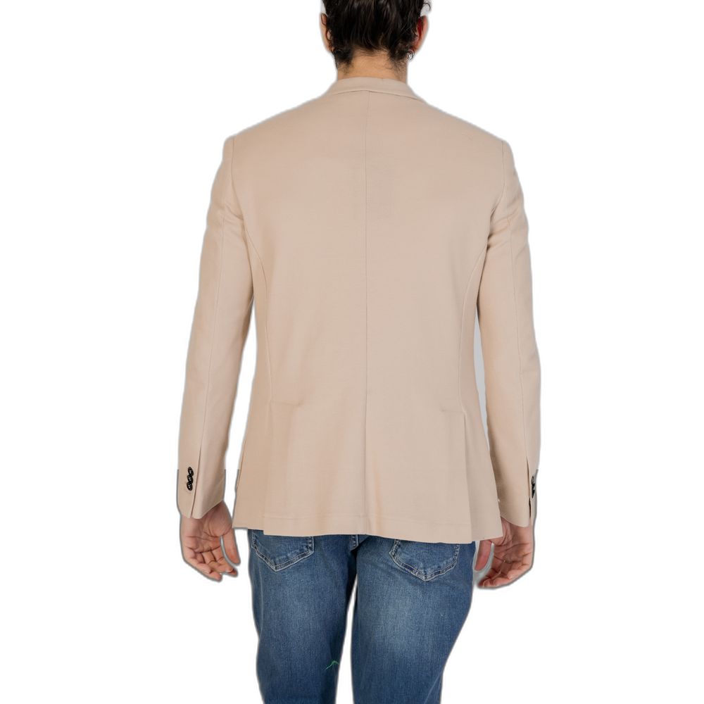 Beige Cotton Blazer - ventzia