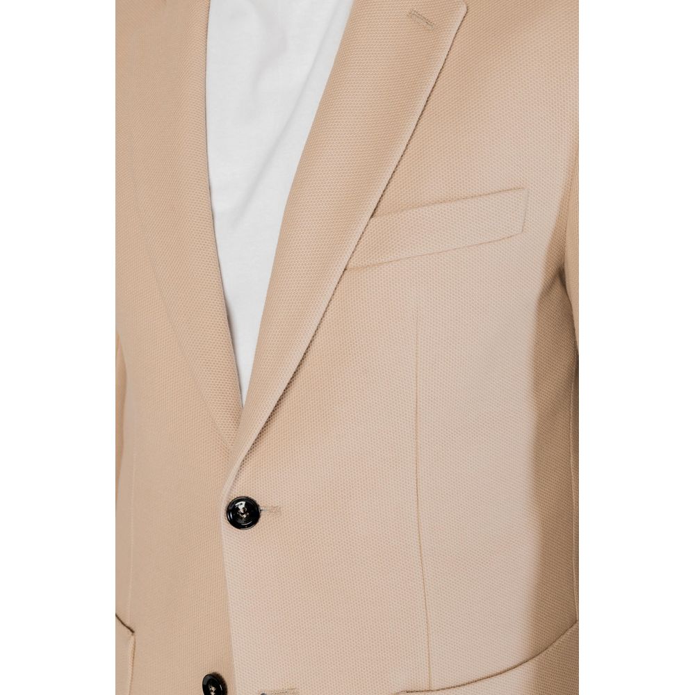 Beige Cotton Blazer - ventzia