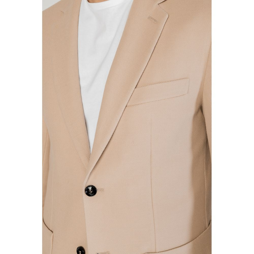 Beige Cotton Blazer - ventzia