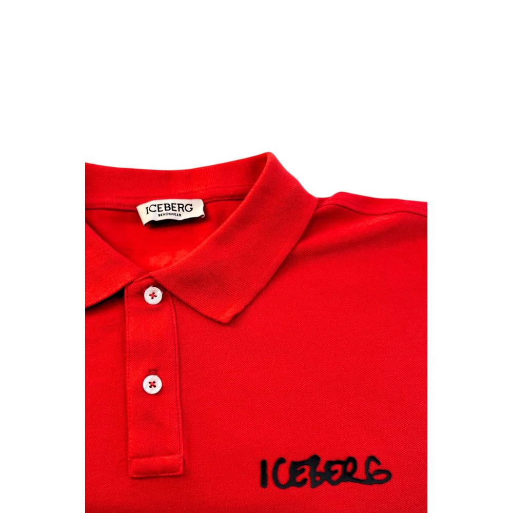 Red Cotton Men Polo Shirt - ventzia