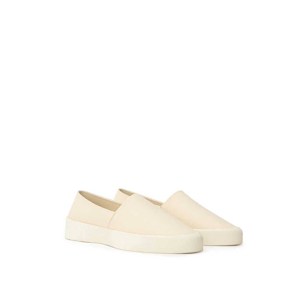 Beige Leather Slip-On Loafer - ventzia