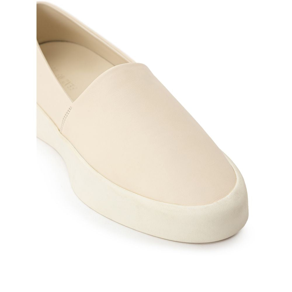Beige Leather Slip-On Loafer - ventzia