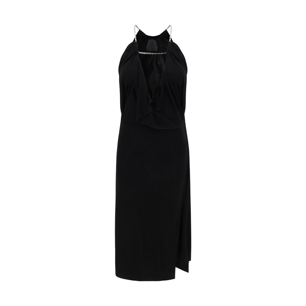 Black Viscose Cocktail Dress - ventzia