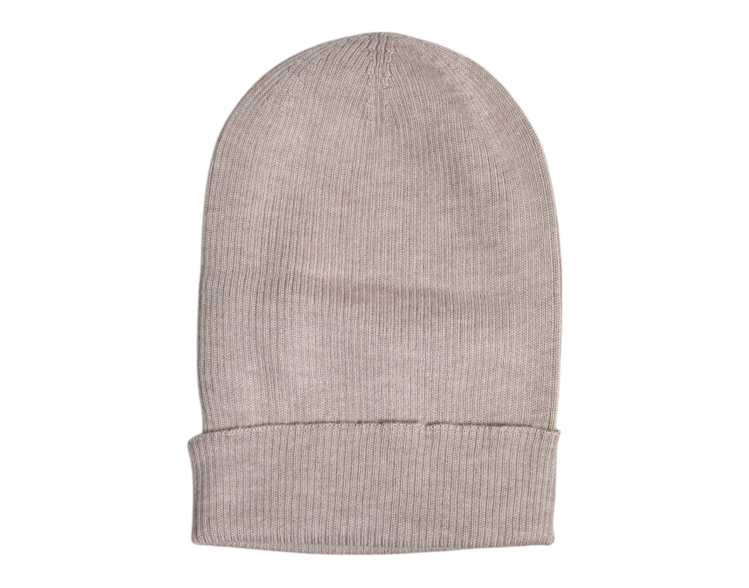 Beige Cashmere Knitted Winter Beanie Hat - ventzia