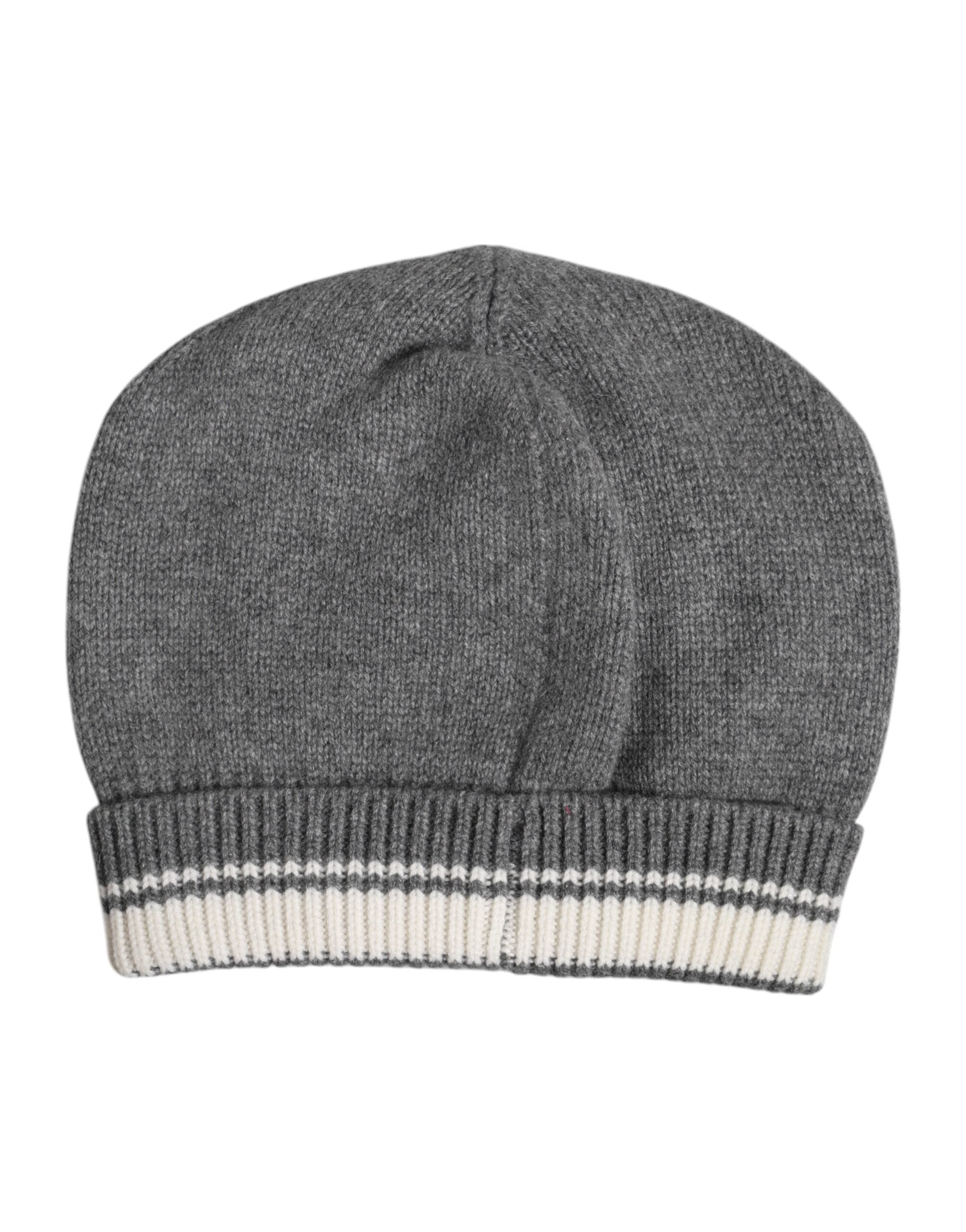 Gray Cashmere Knitted Winter Beanie Hat - ventzia