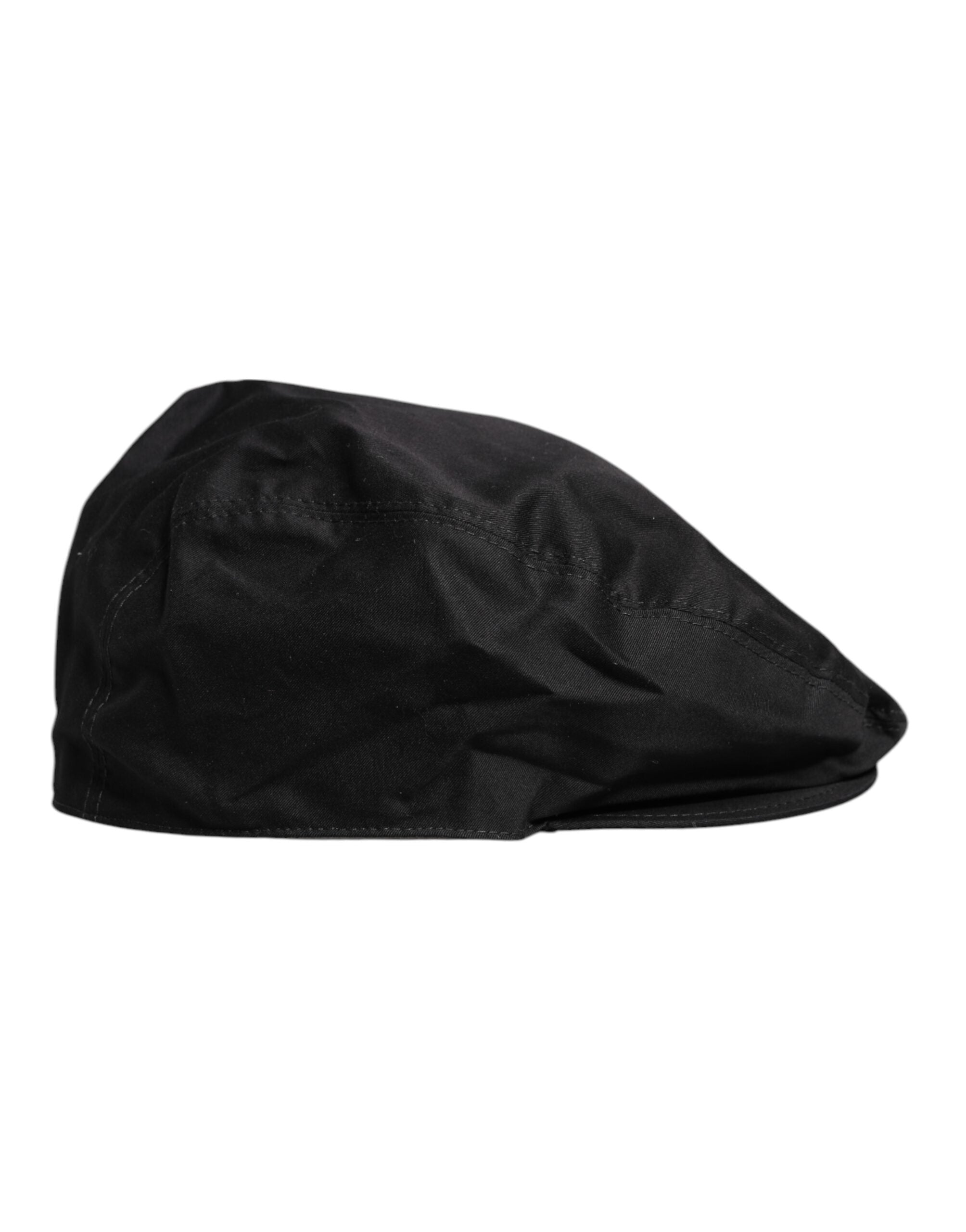 Black Cotton Newsboy Capello Cabbie Hat - ventzia