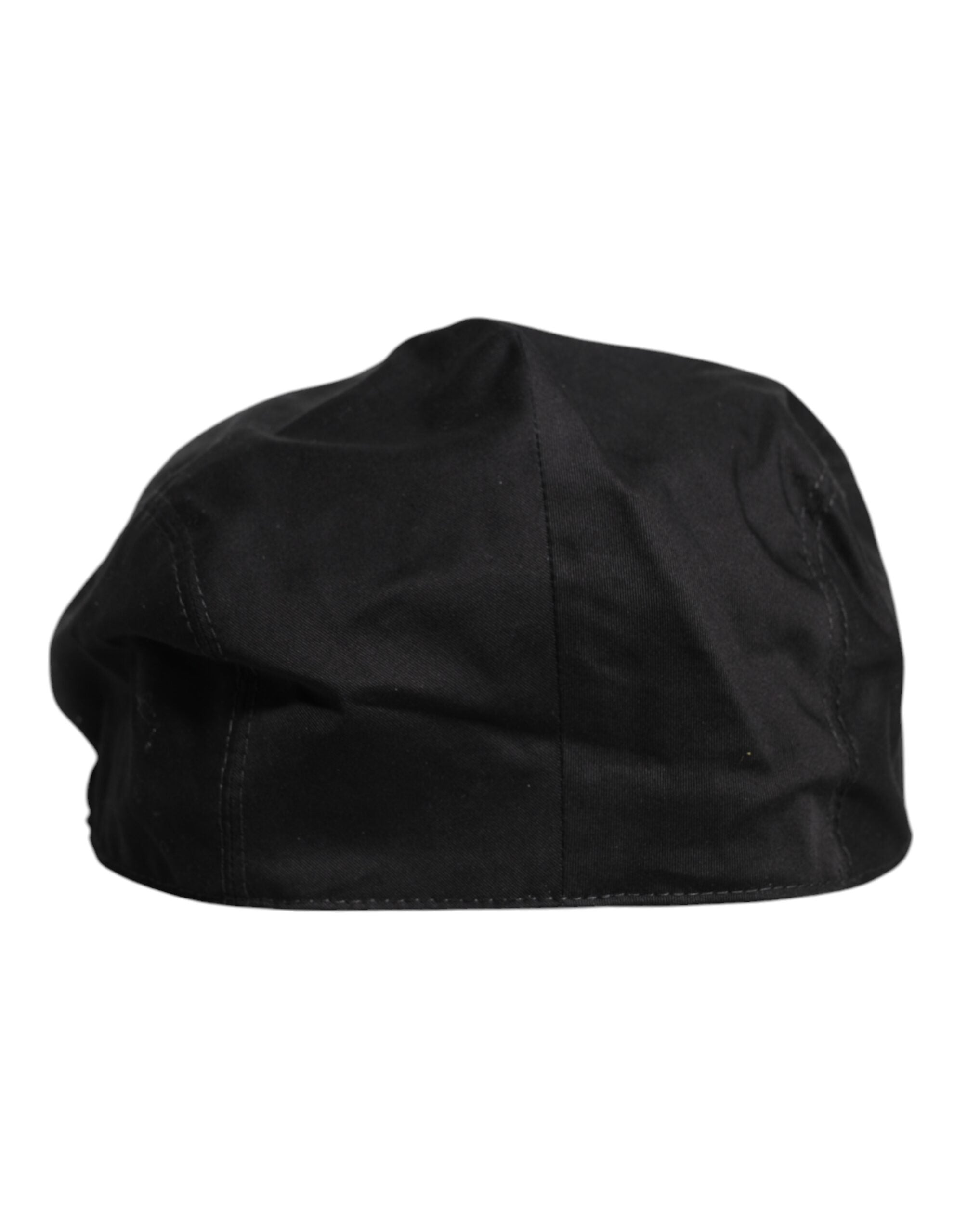 Black Cotton Newsboy Capello Cabbie Hat - ventzia