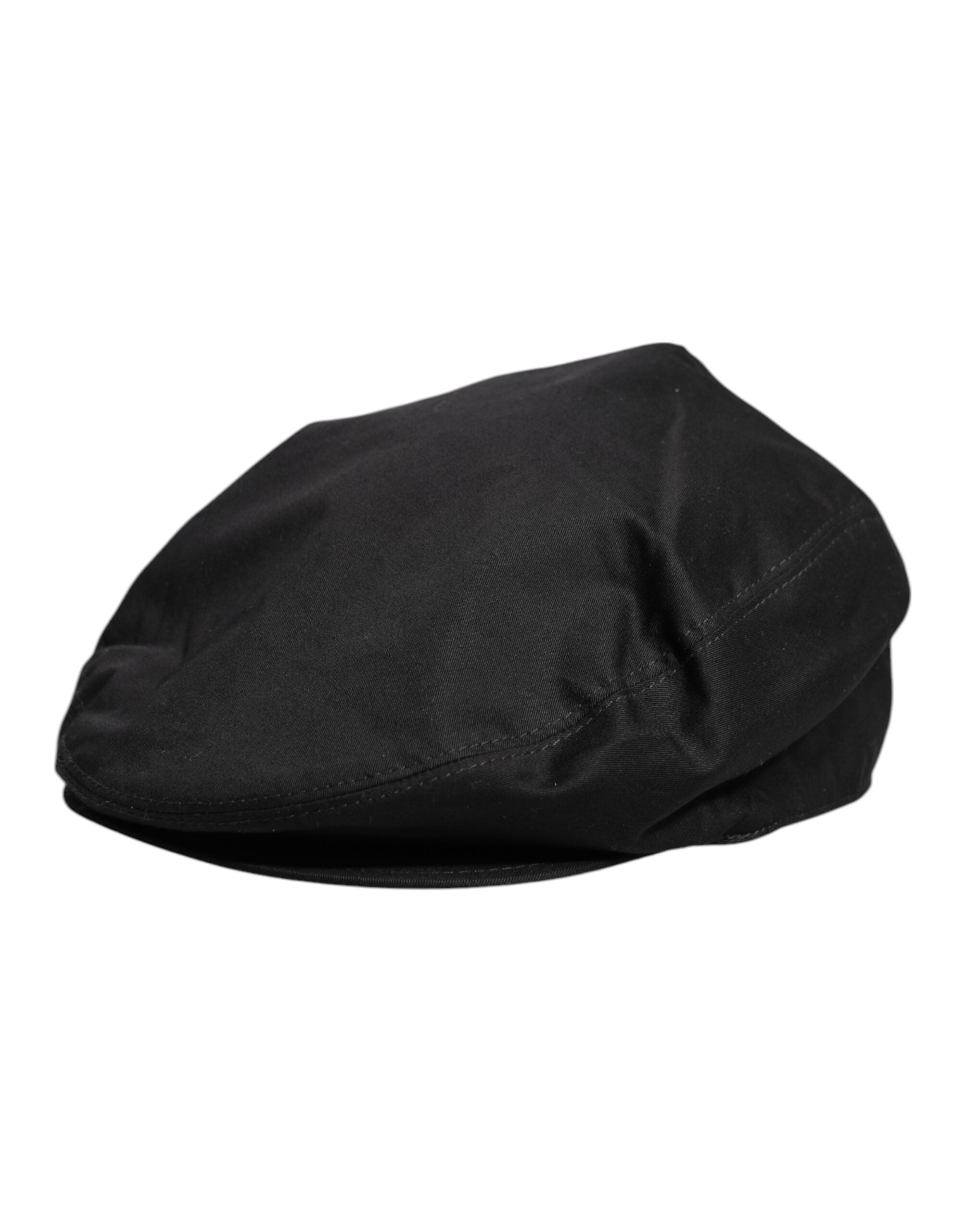 Black Cotton Newsboy Capello Cabbie Hat - ventzia